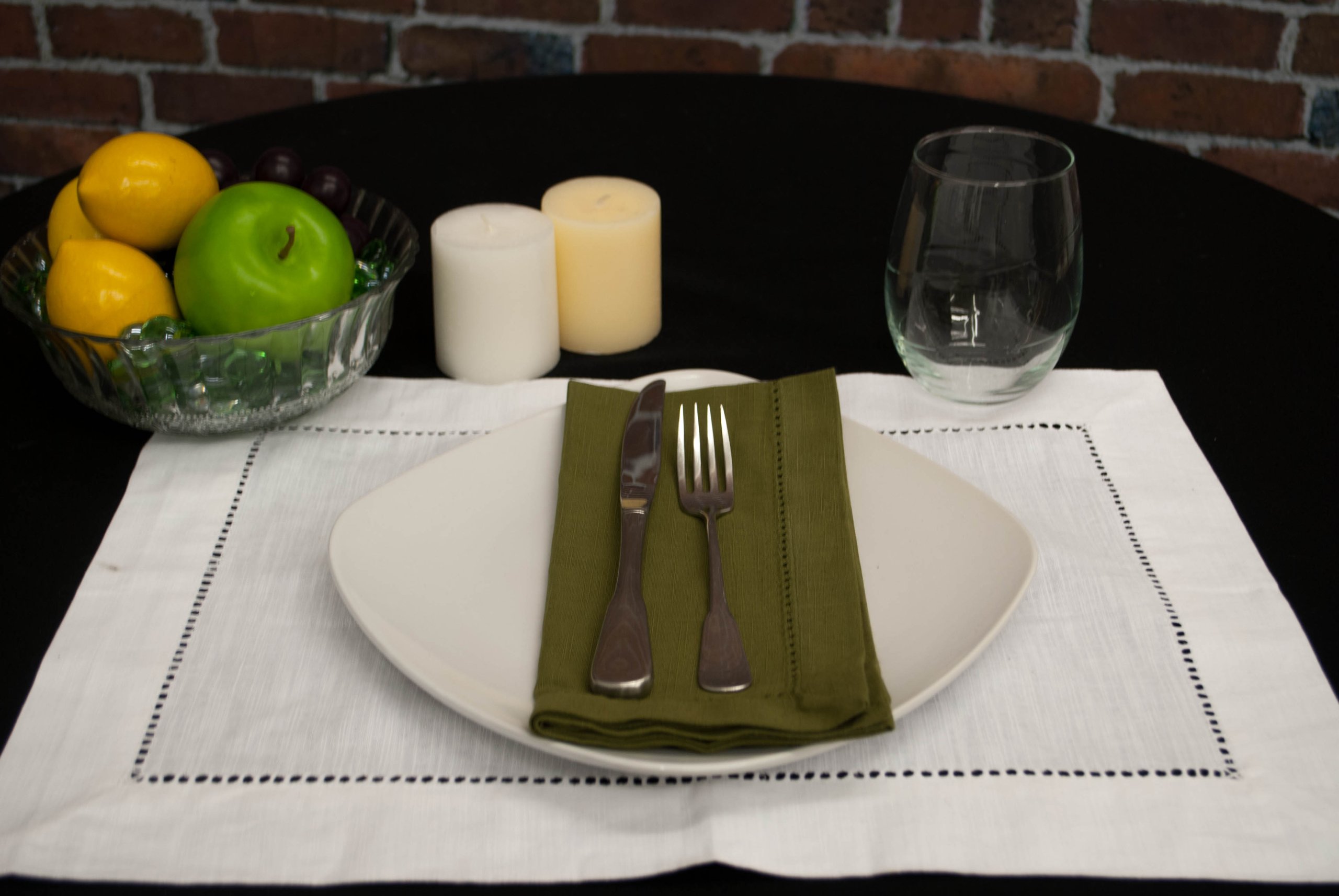 Premium Hemstitch Linen Dinner Napkins - Set of 12, Artichoke Green, Elegant Formal Dining & Special Occasions