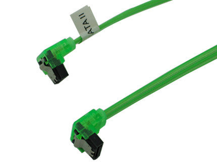 OKGEAR 36 Inch SATA 3.0 Cable - Right Angle to Right Angle, UV Green Color (GC36AUGM22) - High Speed Data Transfer for PC, Laptop & Gaming Setup