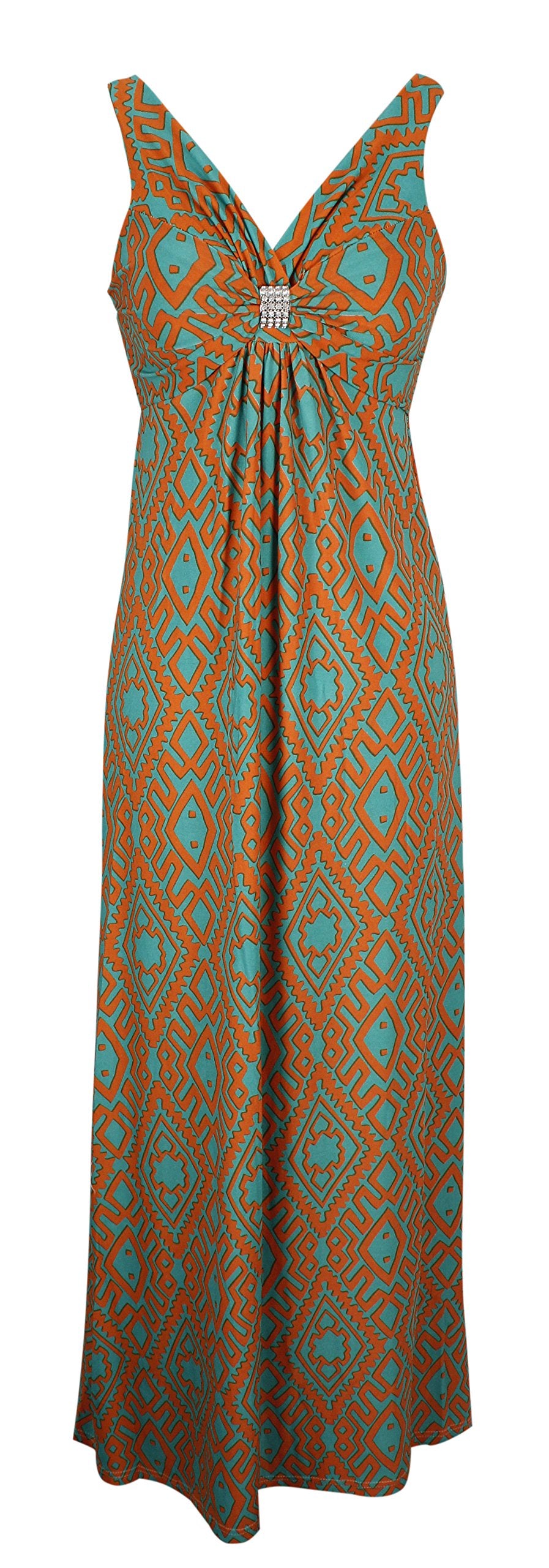 Tribal Damask Print Sleeveless Beach Maxi Dress for Women - Flowy Summer Dress for Vacations, Pool Parties & Boho Outfits
