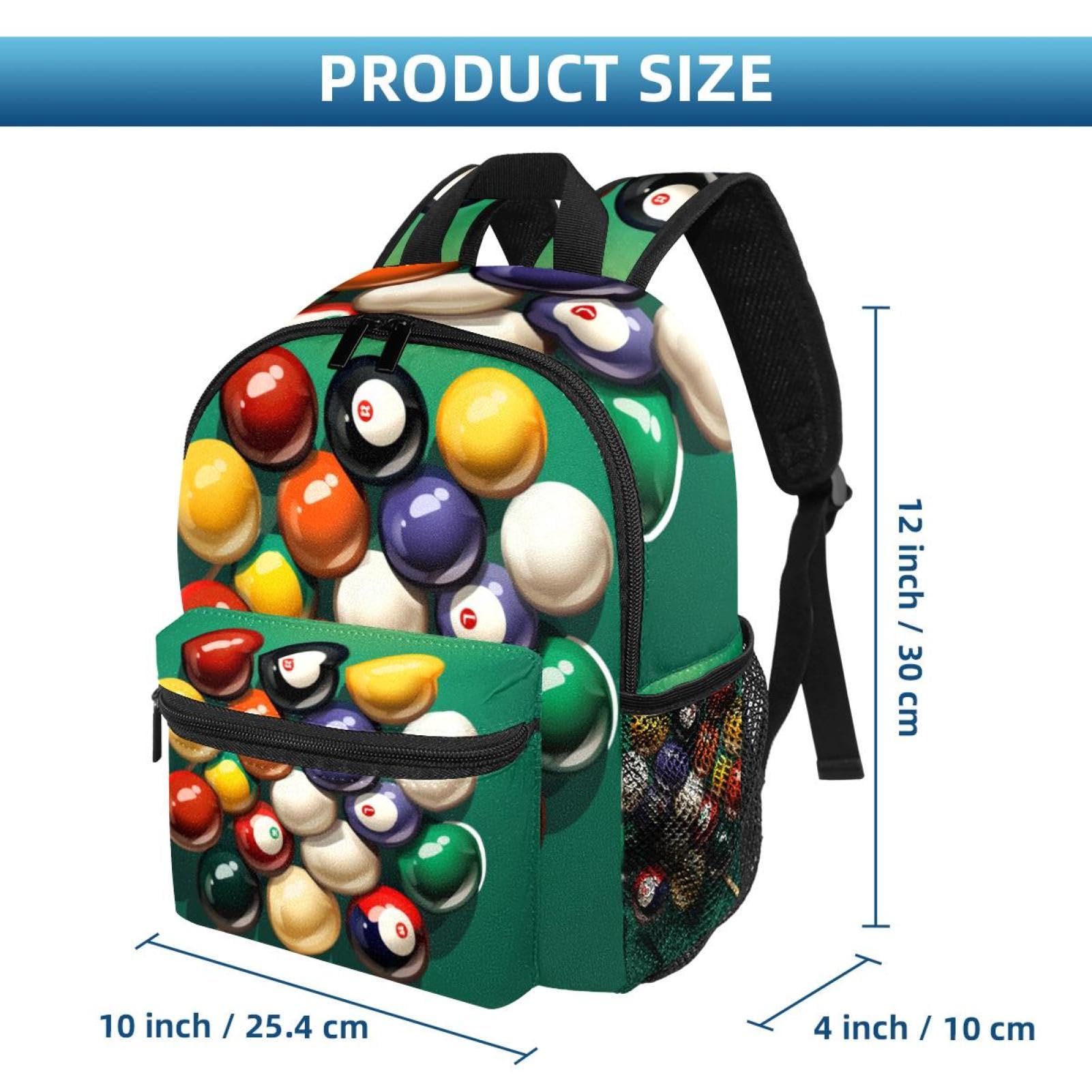 Stylish Travel Backpack for Women & Men - Durable Laptop Backpack with Billiard Design - Perfect for Work, School, Gym & Outdoor Adventures