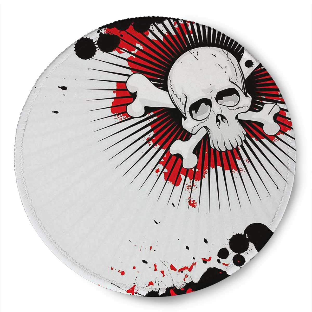 Premium Anti-Slip Rubber Round Mouse Pad with Stitched Edge - 7.9×7.9×0.12 Inches Skull Bones Grunge Design for Office, Gaming & Computer Use - Non-Slip Desktop Mouse Mat for Laptop & PC Workstations (1 Pack)