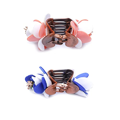 Honbon 2-Pack Large Flower Hair Claws - Non-Slip Floral Bow Hair Clips for Women & Girls, Perfect for Updos, Buns & Ponytails - Great for Weddings, Parties & Everyday Styling