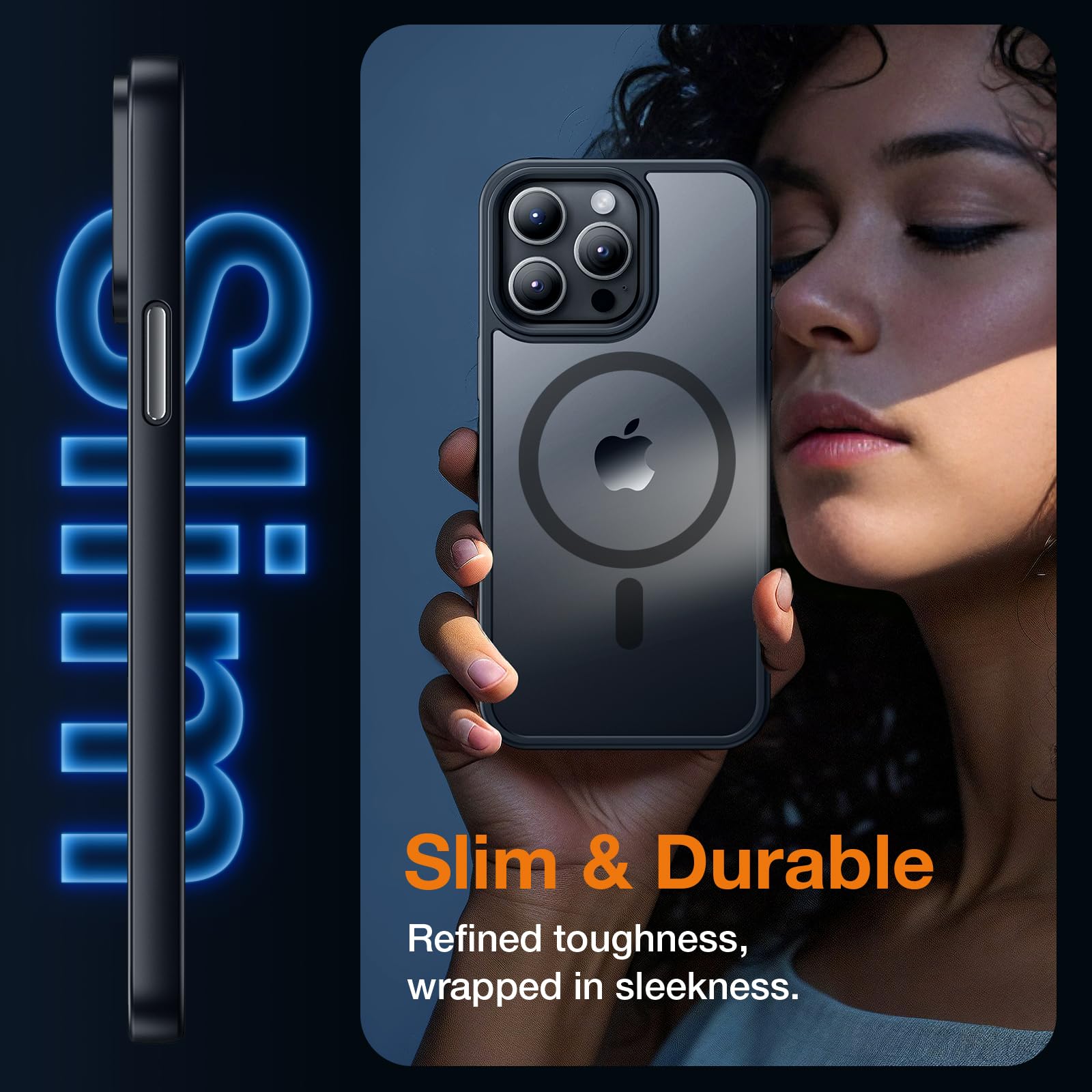 Magnetic Shockproof iPhone 15 Pro Case [6.1 Inch] - MagSafe Compatible Protective Phone Cover in Matte Black | Perfect for Outdoor Activities, Work & Travel
