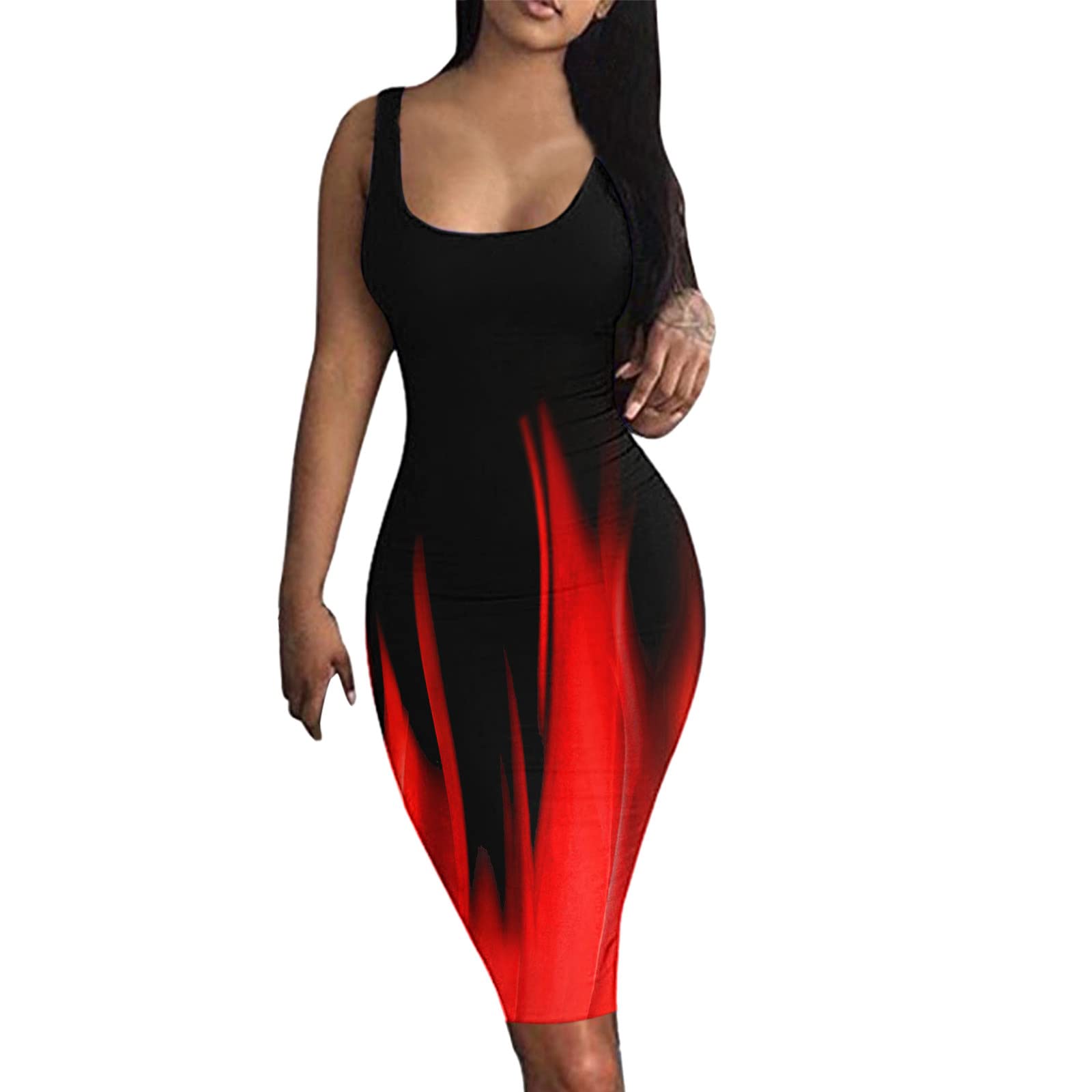 BIBOKAOKE Women's Sexy Summer Dress - Elegant O-Neck Sleeveless Tank Dress with Print, White Tennis Dress for Women | Perfect for Beach, Party & Casual Wear