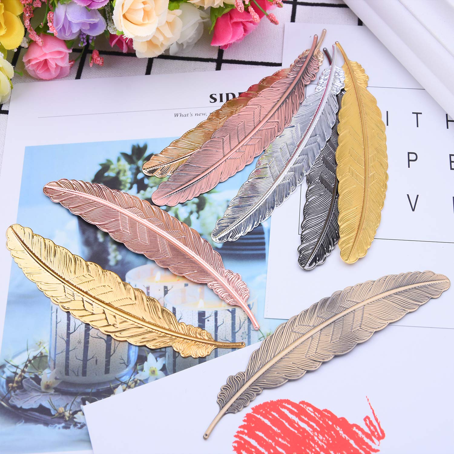 Vintage Feather Metal Bookmarks - 24pcs Gifts for Book Lovers, Kids & Teachers | Reading Accessories