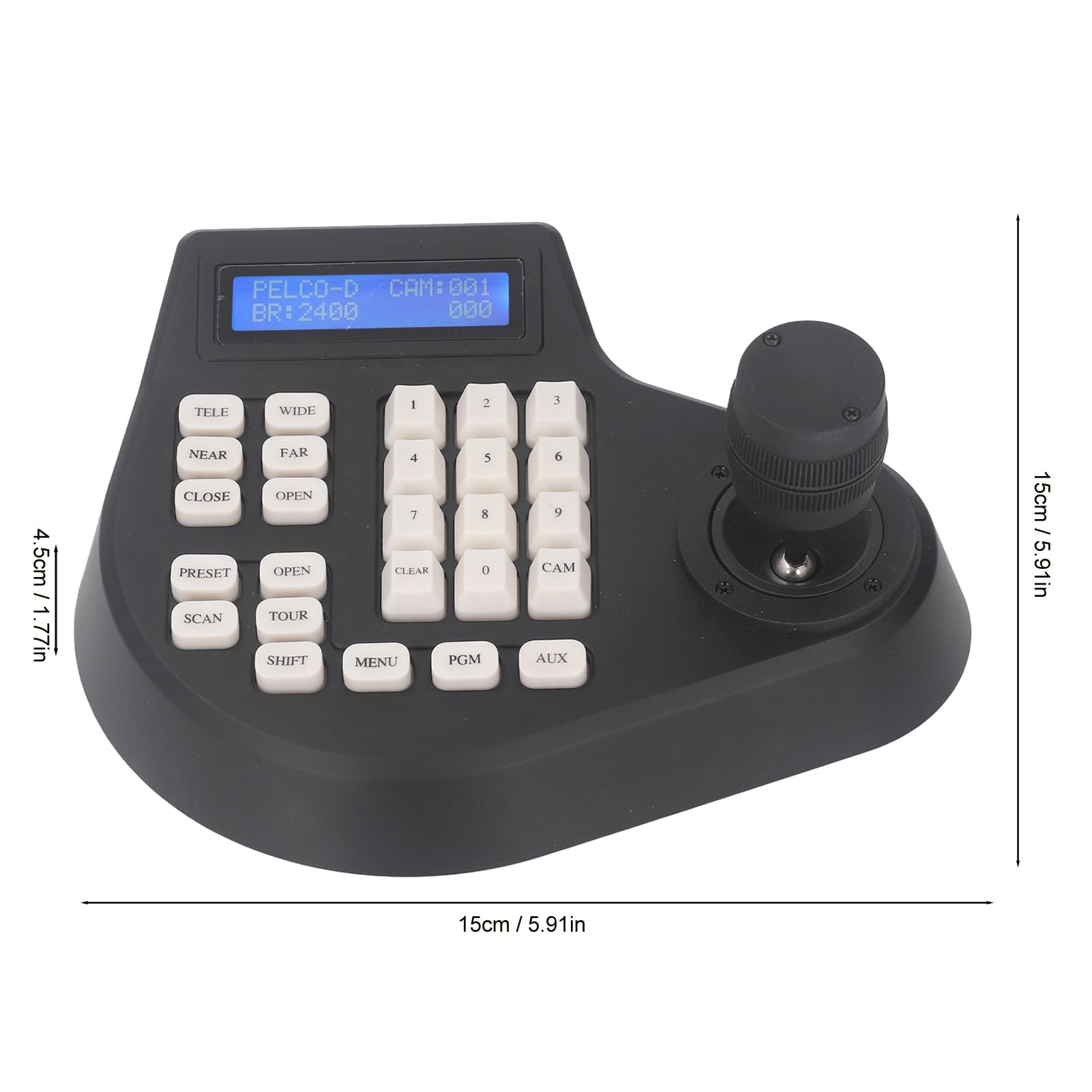 Professional Analog 3D Joystick PTZ Controller for CCTV Dome Cameras - RS485 D/P Compatible with LCD Display - Perfect for Security Surveillance & Remote Monitoring Systems