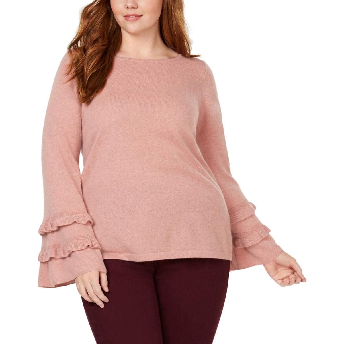 Charter Club Women's Plus Size Pure Cashmere Double-Ruffle Sweater - Soft & Luxurious Winter Knitwear for Casual Outings & Holiday Gatherings