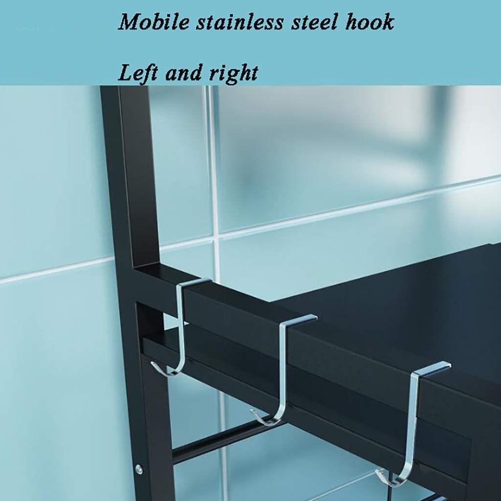 3-Tier Carbon Steel Kitchen Storage Shelf - Microwave & Oven Rack for Spices, Utensils & Cutlery Organization | Space-Saving Solution for Pantry, Cabinet & Countertop Storage (Black)