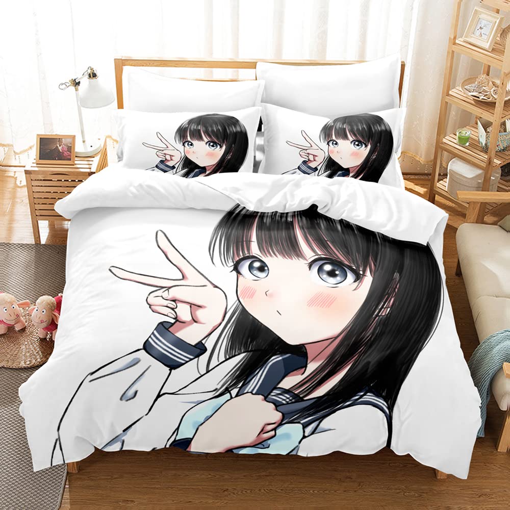 Anime Akebi's Sailor Uniform Girls Bedding Set - King Size Duvet Cover & Pillowcases (No Comforter Included) | Perfect for Anime Fans, Cosplay Enthusiasts & Kawaii Room Decor