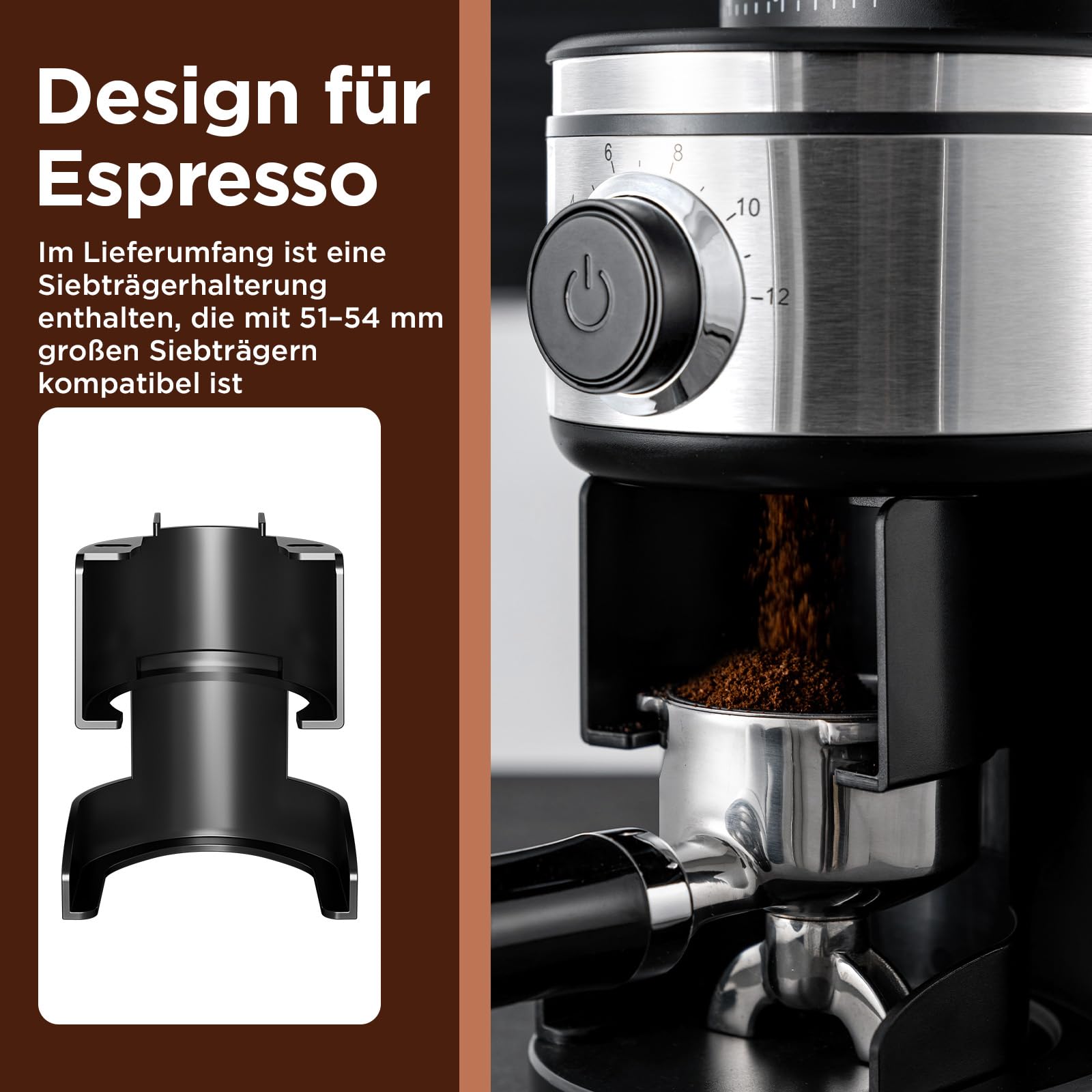 Premium Electric Burr Coffee Grinder - Conical Bean Grinder with 30 Adjustable Settings for 2-12 Cups (Silver & Black) - Perfect for Espresso, French Press & Drip Coffee Makers at Home or Office
