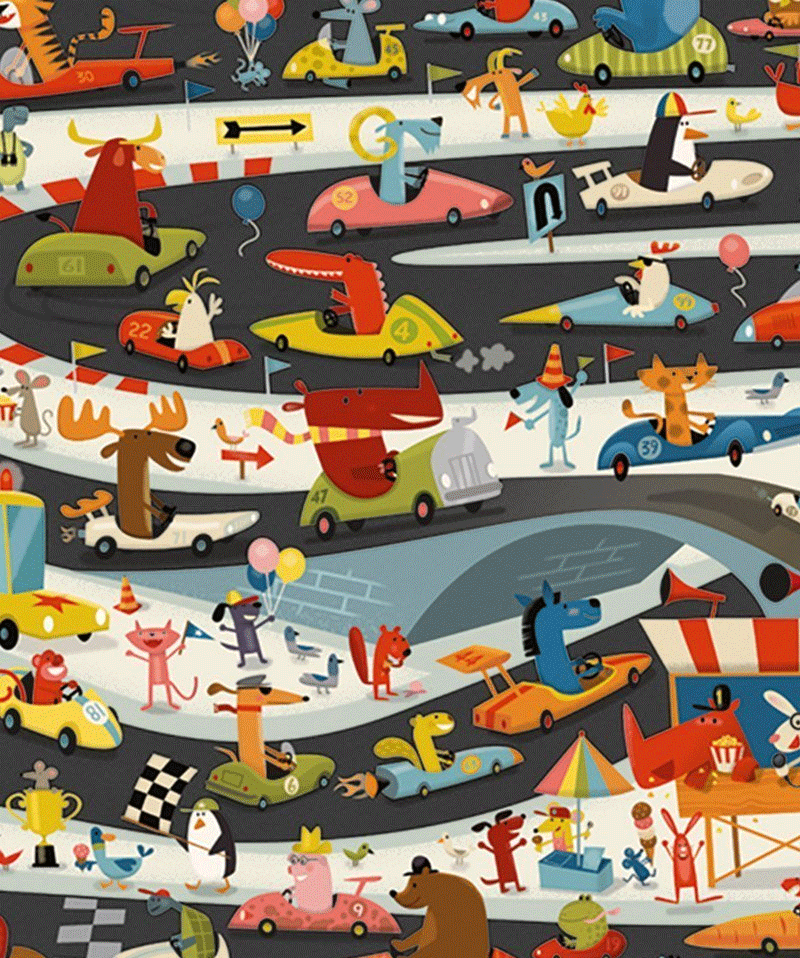 54-Piece Car Rally Observation Puzzle by Djeco - Fun Educational Toy for Kids' Memory & Concentration Training - Perfect for Family Game Nights & Travel Activities