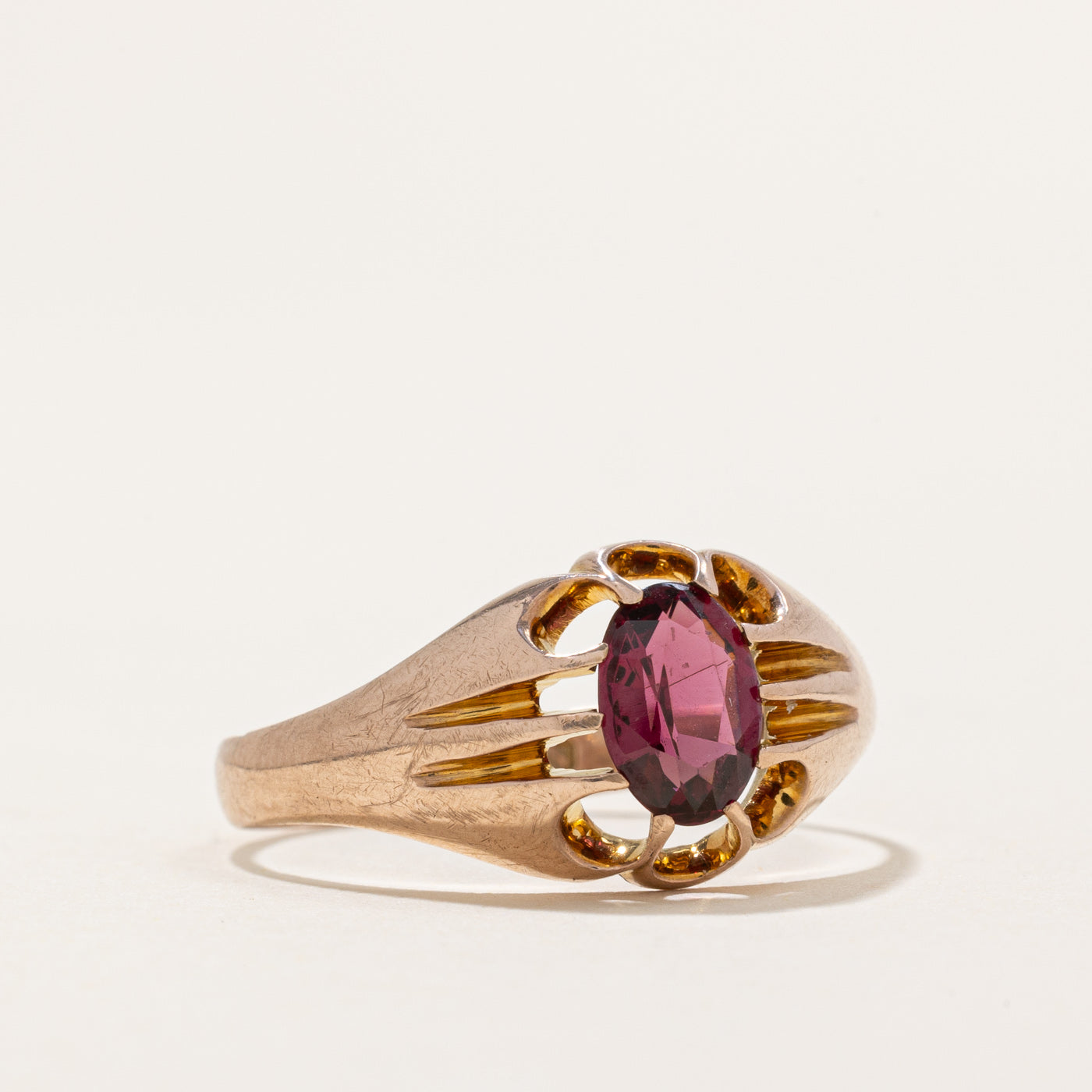 Antique 1896 Chester Blecher Garnet Ring - 0.95ct Genuine Garnet, Size 8.75 - Vintage Jewelry for Women, Perfect for Weddings, Anniversaries & Special Occasions