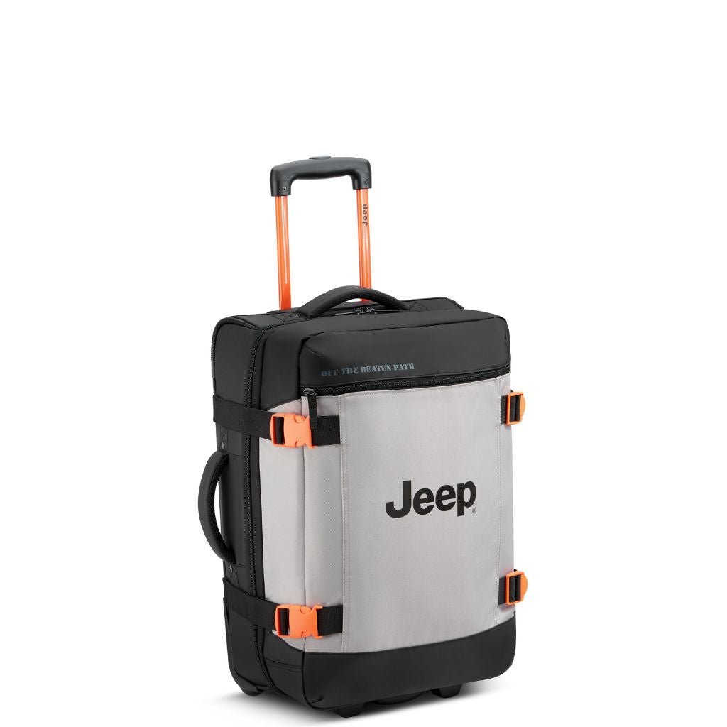 Jeep 2 Wheel 55cm Rolling Duffle Bag - Water-Resistant Grey Drizzle Travel Luggage for Camping, Gym & Weekend Getaways