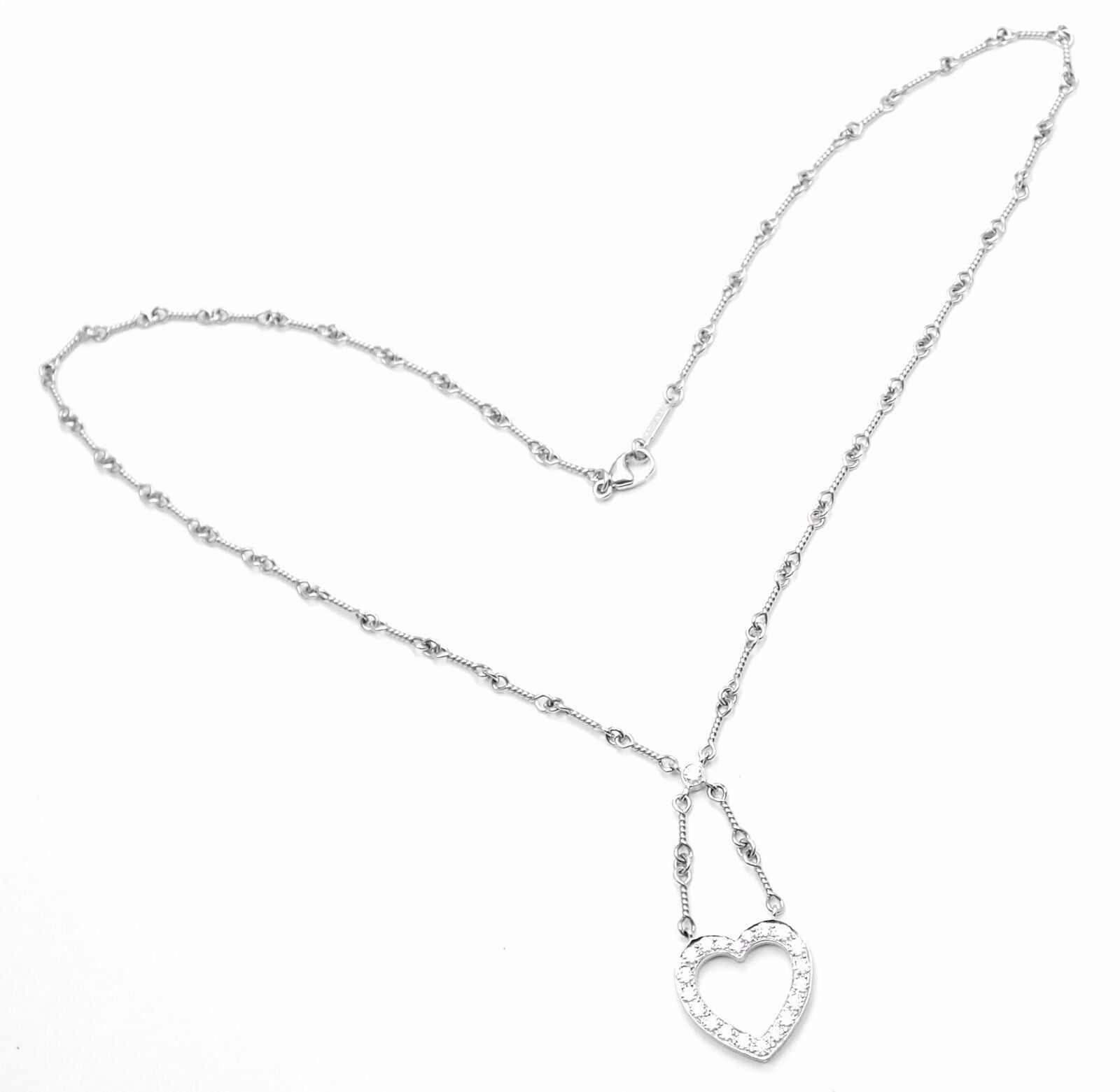 Authentic Tiffany & Co Platinum Diamond Open Heart Pendant Necklace for Women - Elegant Jewelry Gift for Anniversary, Valentine's Day & Special Occasions