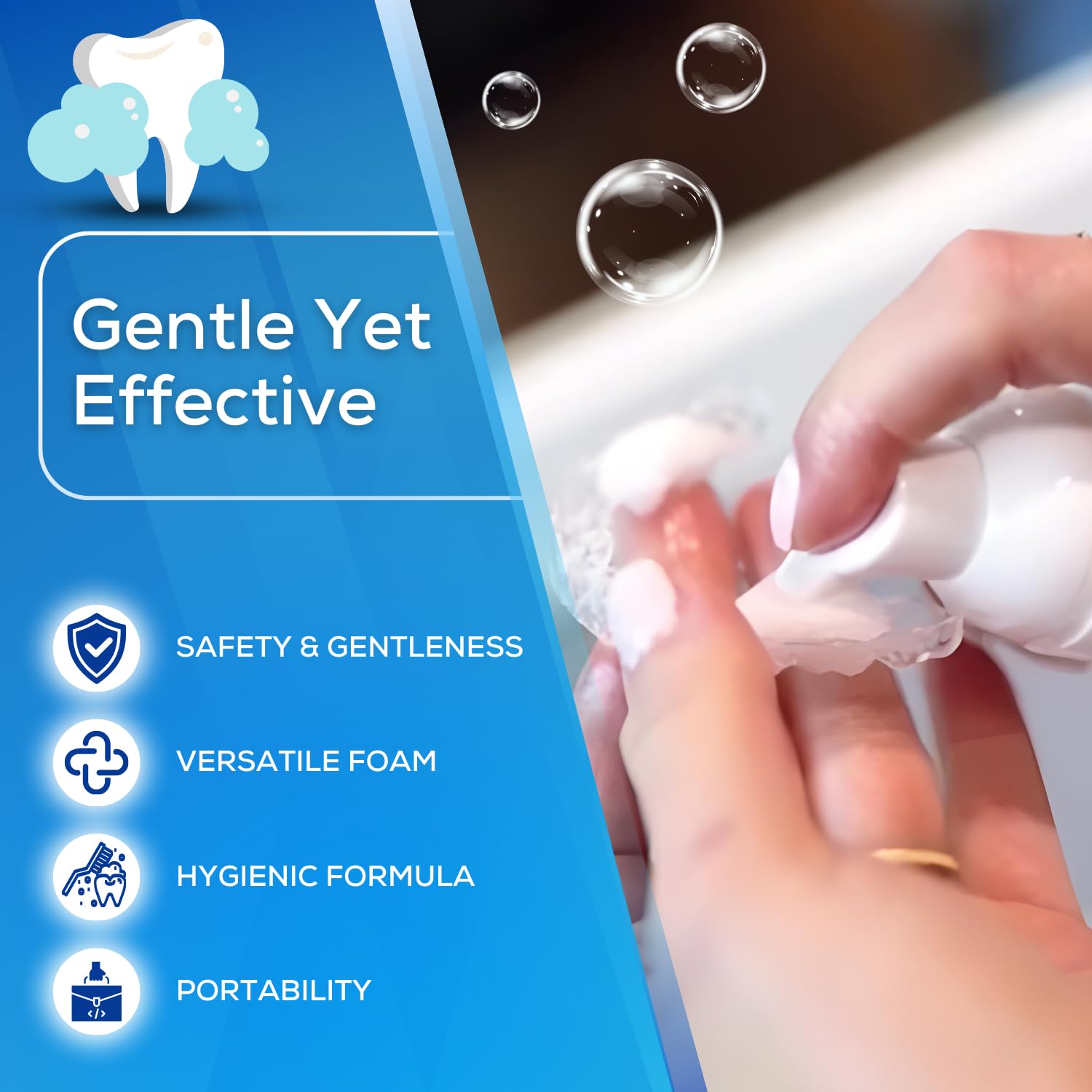 Premium White Foam Retainer Cleaner for Aligners, Night Guards & Dentures - Deep Cleaning & Teeth Whitening Solution for ClearCorrect, Invisalign, Essix & Hawley Trays - Keeps Dental Appliances Fresh & Hygienic - Perfect for Daily Use at Home or Travel