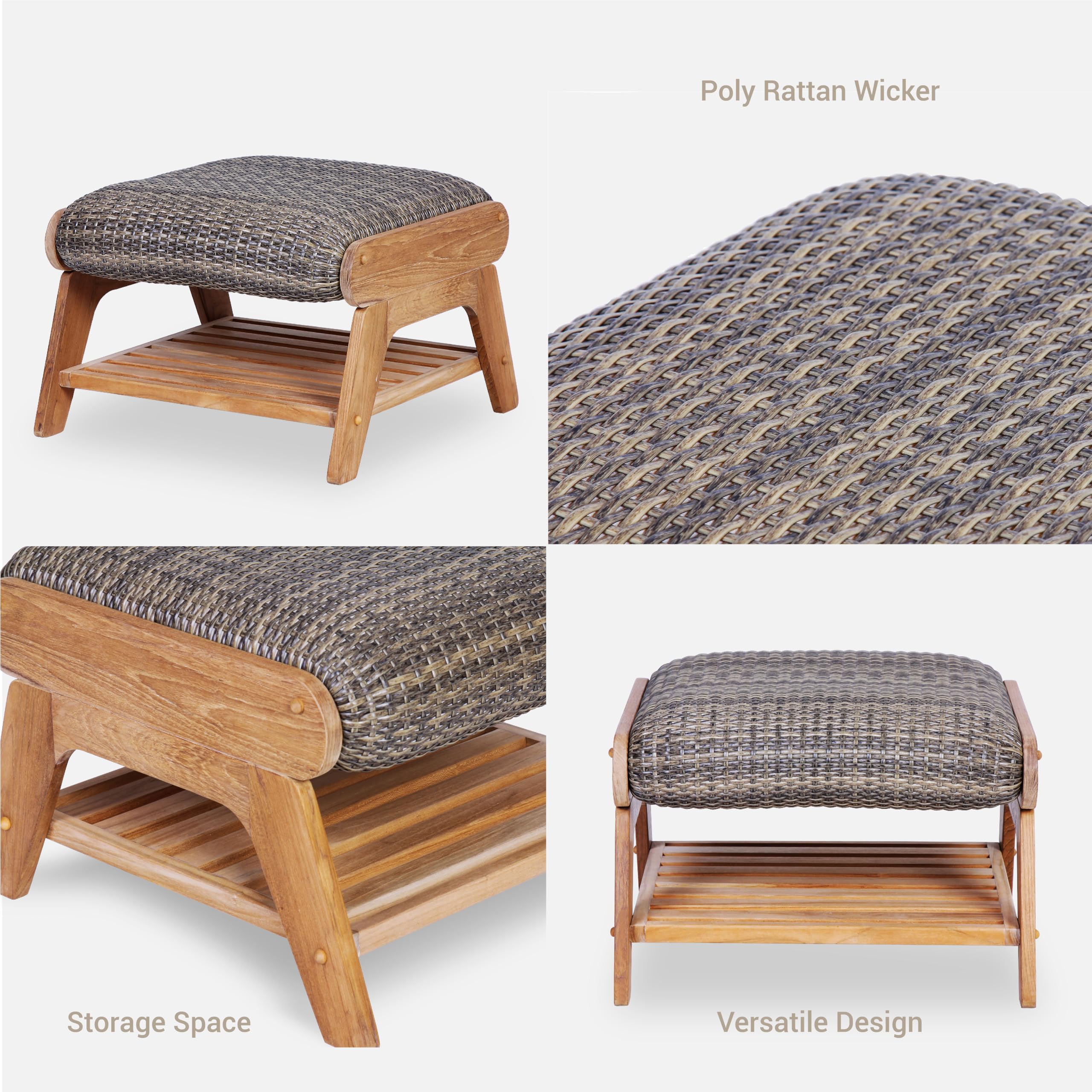 Cambridge Casual Auburn Upholstered Outdoor Ottoman - Water-Resistant Patio Footrest, Perfect for Garden, Deck, Poolside & Porch Relaxation