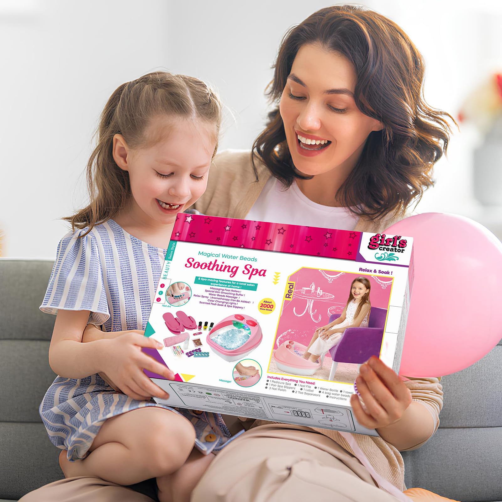 Kids Foot Spa & Nail Care Kit - Girls Manicure Pedicure Set with Massage Soak Tub & Nail Dryer | Perfect for Spa Day, Birthday & Christmas Gifts for Girls Ages 5-12 | Fun Salon Pretend Play & Relaxation at Home