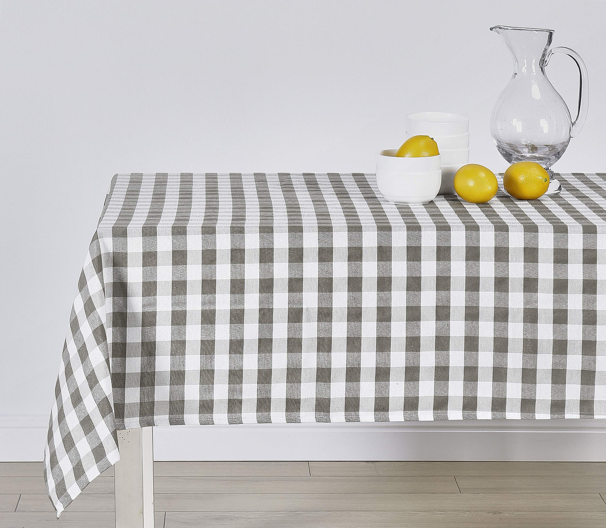 Stain-Resistant & Washable Checkered Tablecloth - 54x54 Inch Grey Gingham Table Cover for Outdoor Picnics, Kitchen Dining & Holiday Parties | Spillproof Rectangle Tablecloth by Home Maison Umid | Perfect for BBQs, Family Gatherings & Restaurant Use