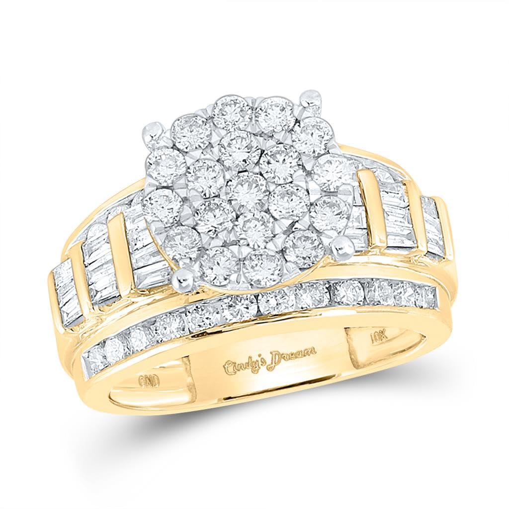 10K Yellow Gold Round Diamond Engagement Ring - 2 Cttw Natural White Diamonds in Prong Setting | Bridal Wedding Jewelry for Proposals, Anniversaries & Special Occasions | Jewels By Lux