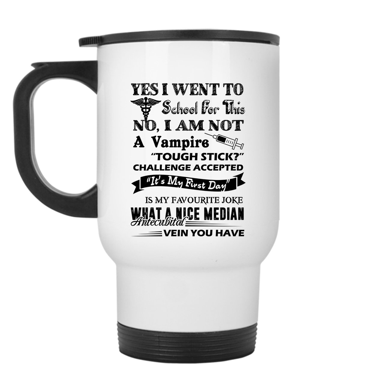 Phlebotomist Travel Mug - Stainless Steel Insulated Coffee Cup with Lid - Funny Medical Gift for Nurses & Phlebotomy Techs - Perfect for Hospital Shifts, Commuting & Outdoor Activities