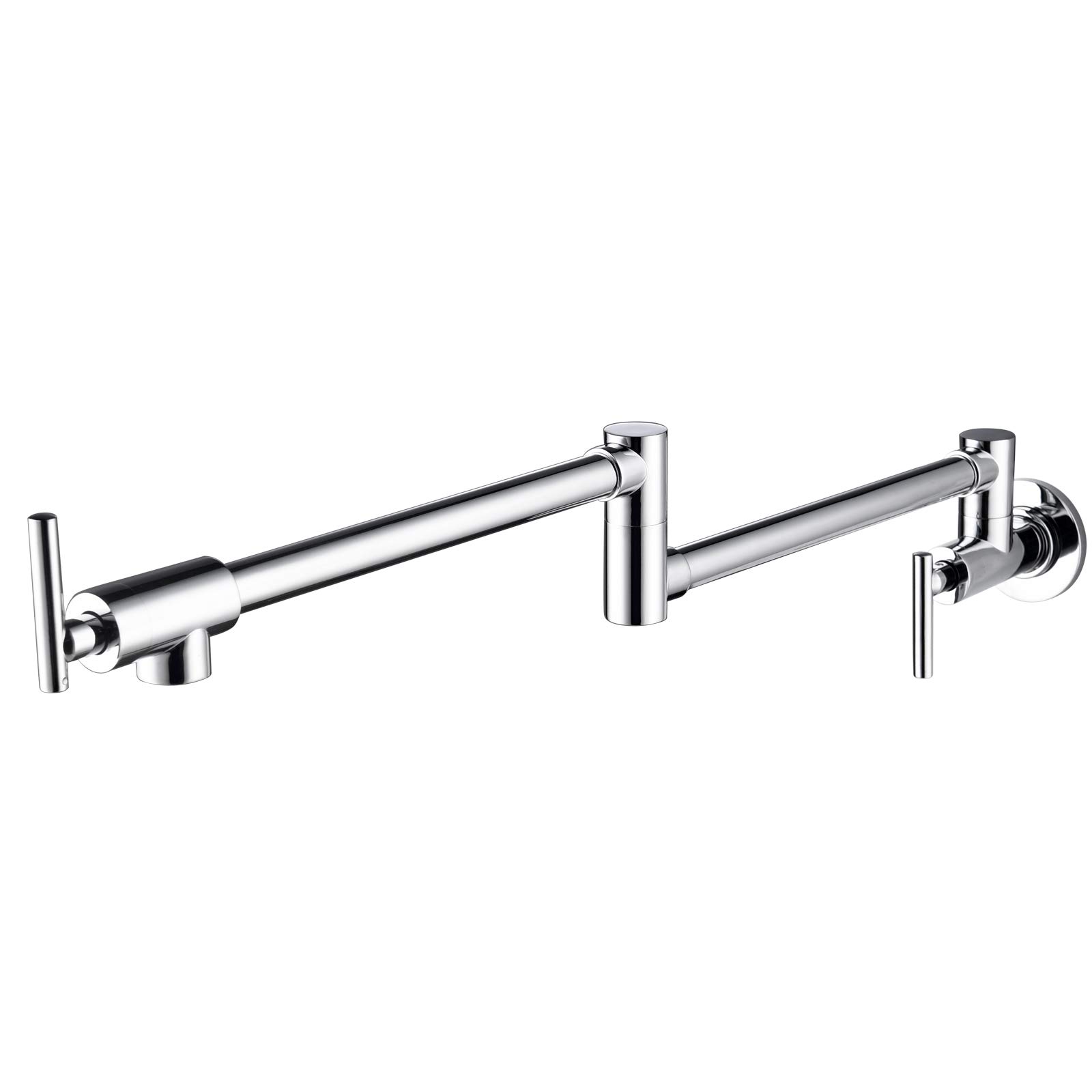 Wall Mounted Pot Filler Faucet 1/2” NPT - Brass Double Joint Spout Cold Water Kitchen Sink Tap for Stove - Perfect for Cooking, Filling Large Pots & Pasta Making
