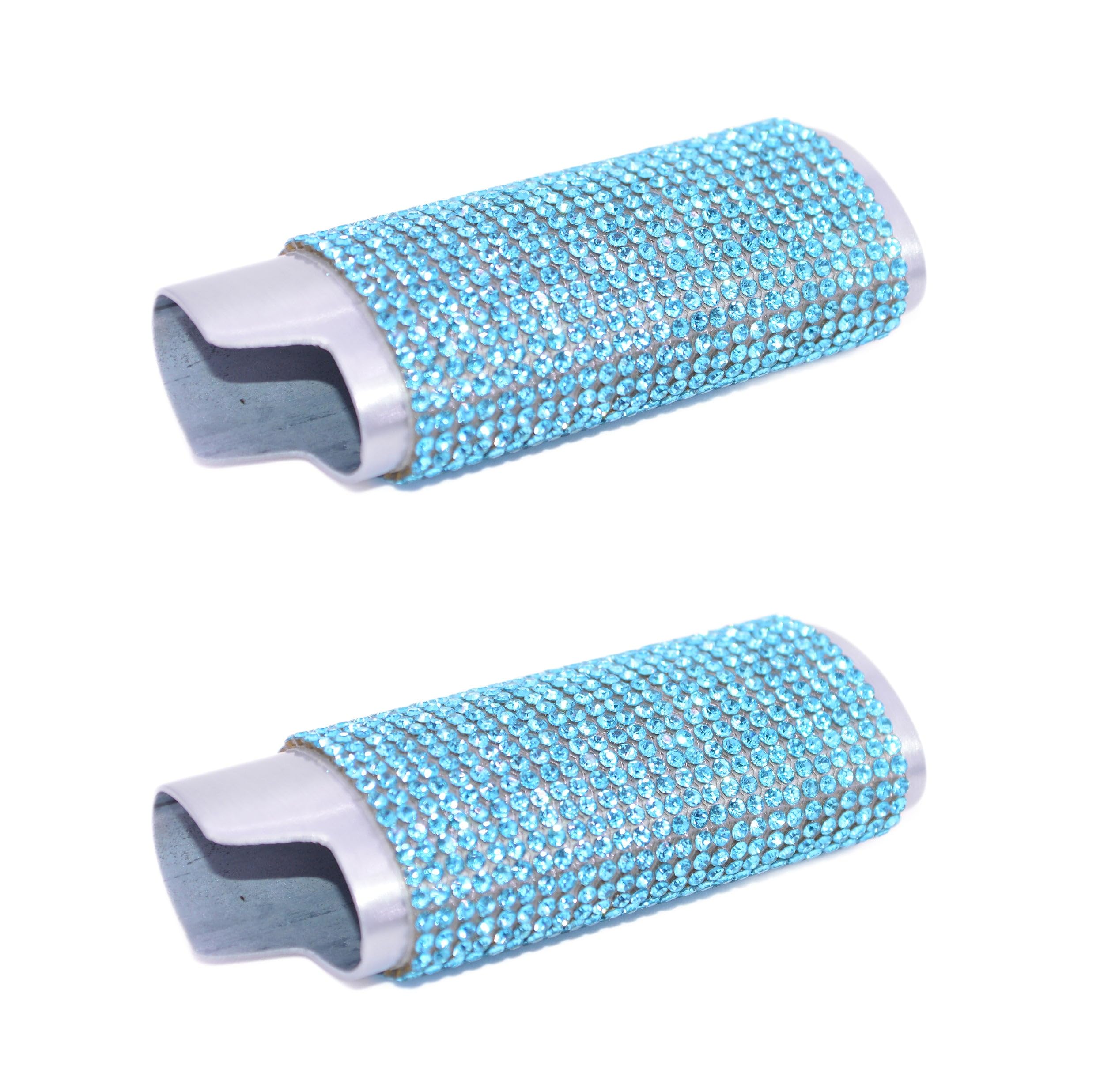 Elegant Silver Lighter Sleeve Case with Aqua Marine Rhinestones - LS53 - Perfect for Weddings, Parties & Luxury Gifts