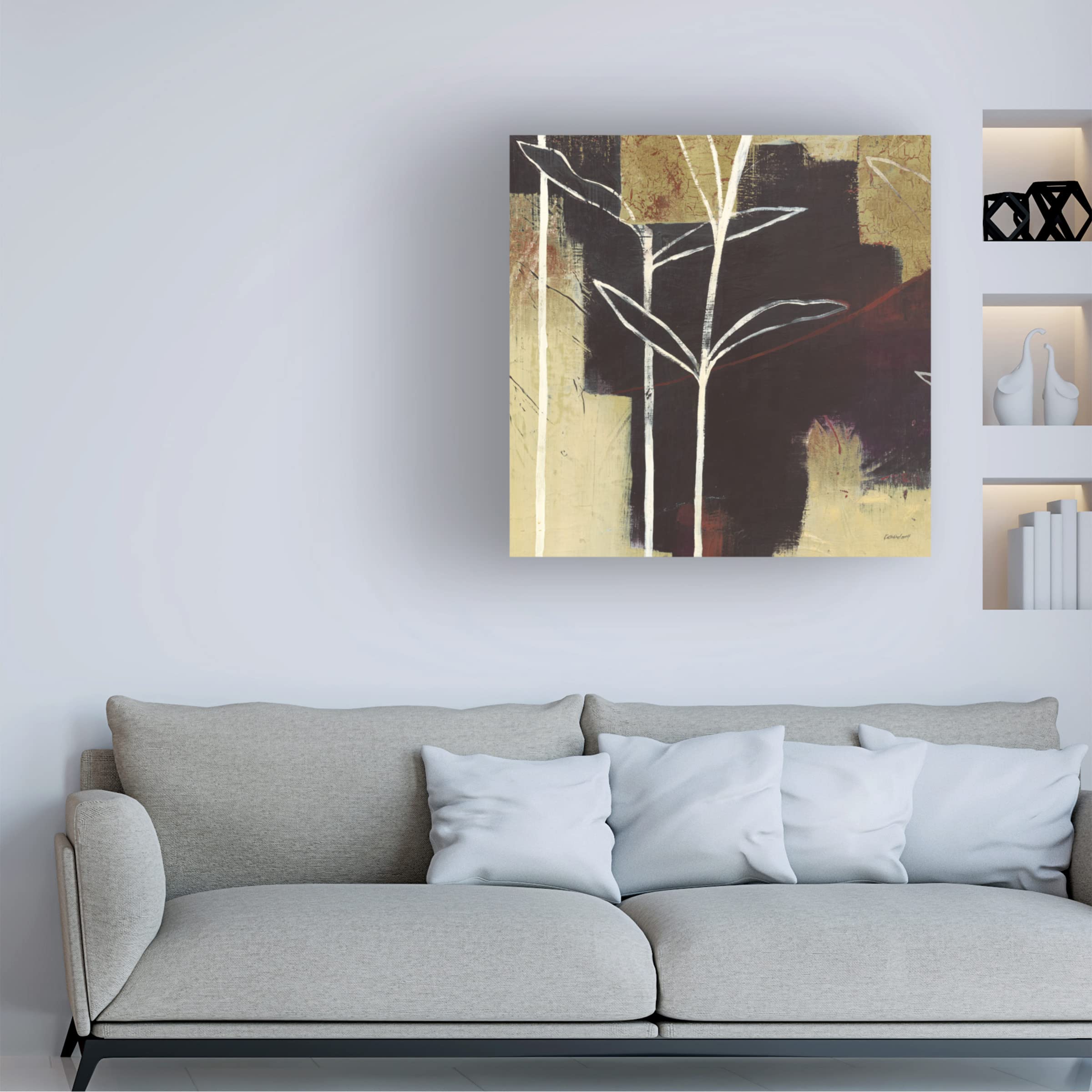 Trademark Fine Art 'Sun Stems Tile III' Canvas Wall Art Print by Kathrine Lovell - Modern Botanical Decor for Living Room, Bedroom & Office