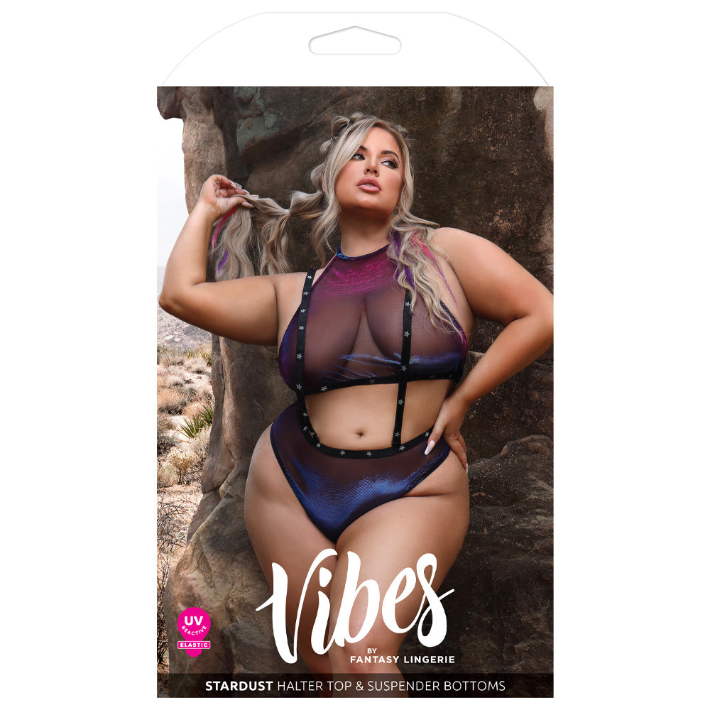 Fantasy Lingerie Set - Stardust Halter Top & Suspender Bottoms for Curvy Women | Sexy Lace Underwear for Date Night & Boudoir Photography