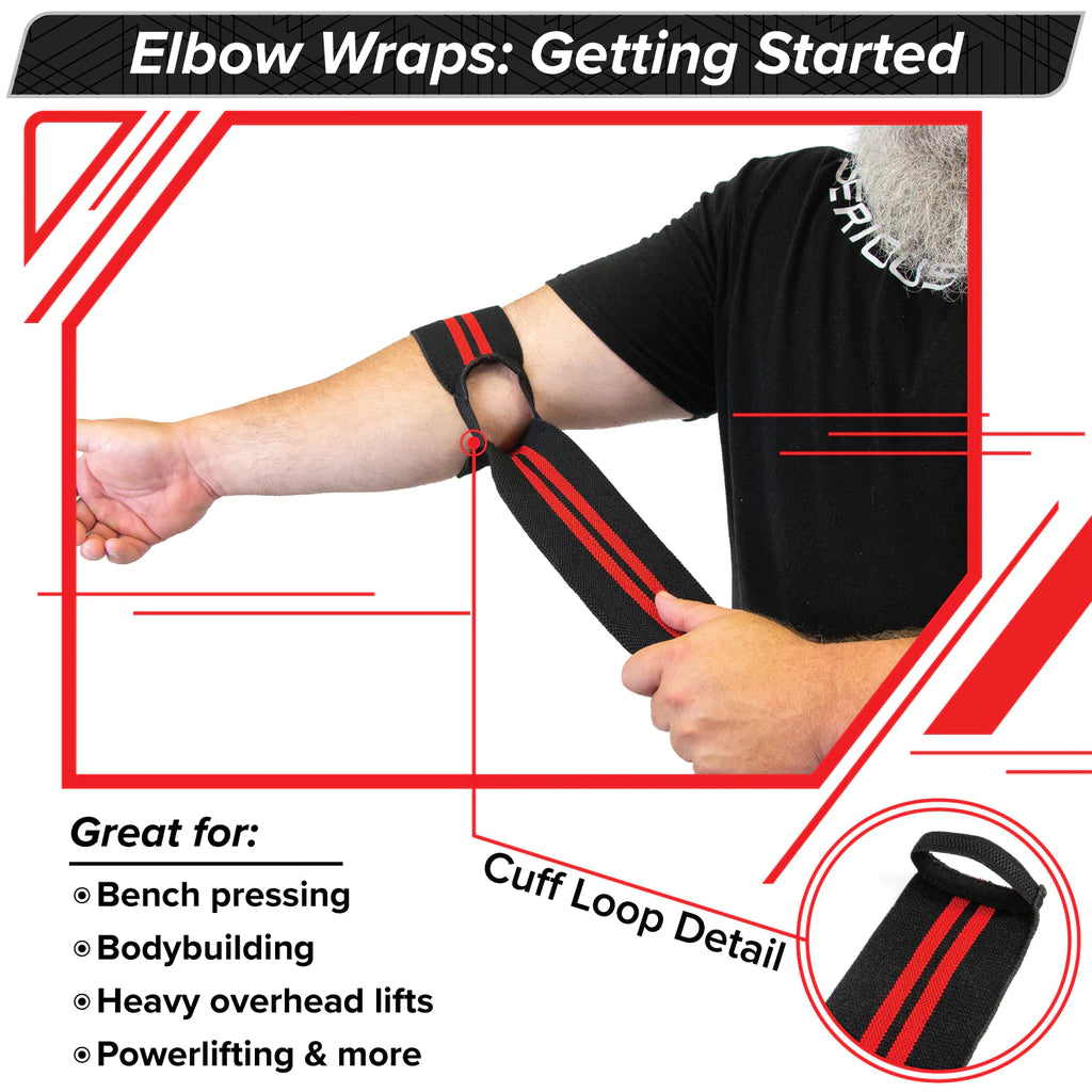 Serious Steel Fitness Elbow Wraps (Pair) - Large (63) - Premium Support for Weightlifting, Powerlifting & CrossFit Training