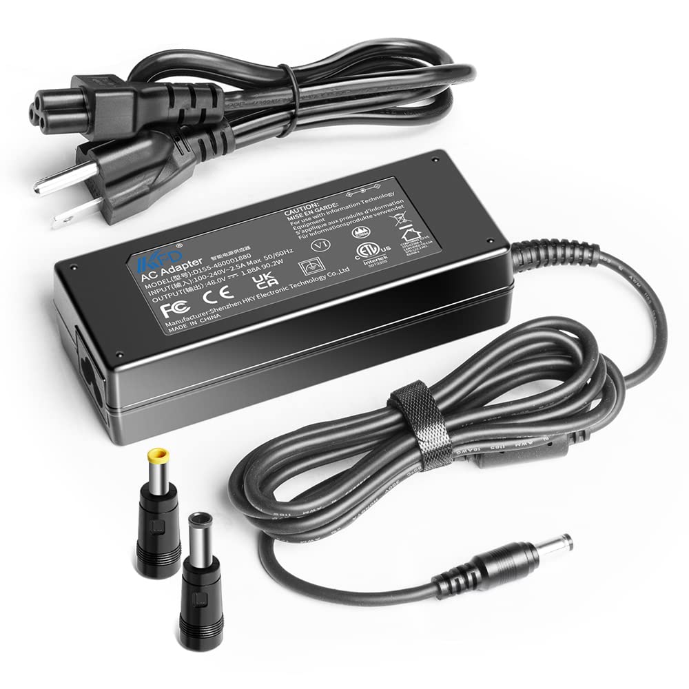 48V AC/DC Power Adapter for Reolink RLN8-410, Swann NVR DVR (NVR8-7085/7300/7450/87400/8580), Lorex LNR110/LNR118, Q-See QT874/QC8016 - PoE Switch Injector Power Supply Cord - Perfect for Home & Business Security Camera Systems