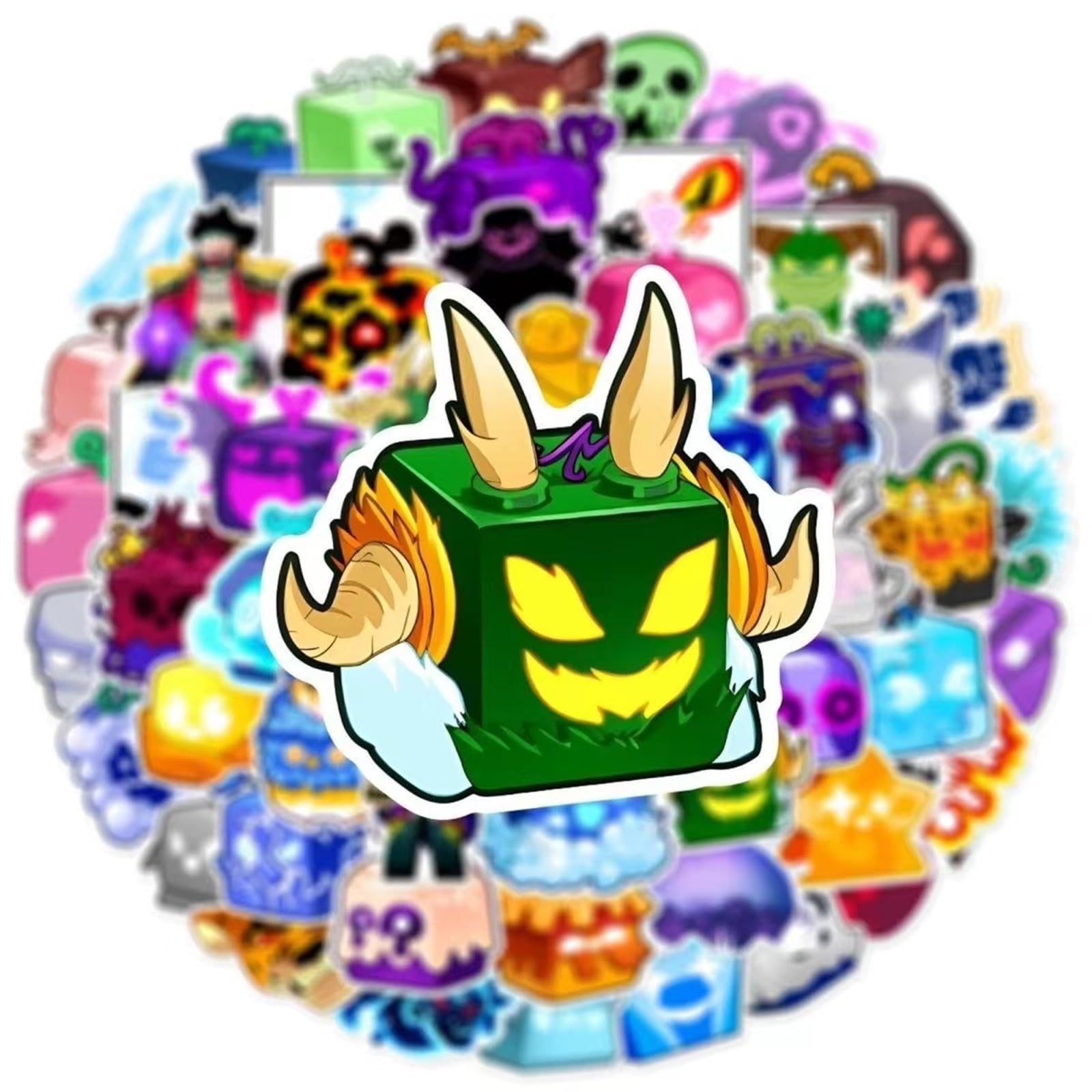 Blox Fruits Game 60pcs Vinyl Stickers Set - Waterproof Decals for Cars, Motorcycles, Bikes, Luggage, Phones, Laptops, Skateboards - Fun Graffiti Patches for Kids, Teens & Adults - Perfect for Gaming Fans & Street Style Decor
