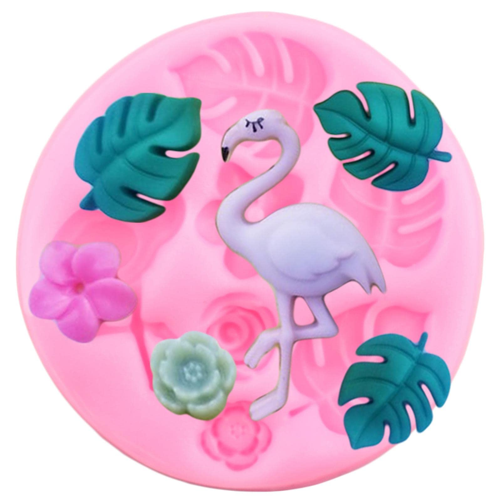 Premium Silicone Molds for DIY Cake Decorating - Flamingo, Tropical Leaves, Plumeria & Hibiscus Flower Chocolate Molds | Perfect for Fondant, Candy, Soap Making & Baking Supplies (Style 4)