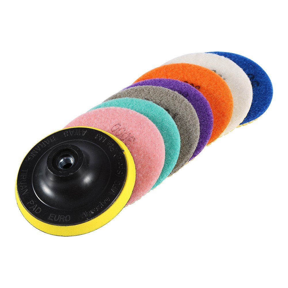 4 Inch Diamond Polishing Pads - Wet/Dry Granite, Concrete, Marble Floor Polishing Kit - Compatible with Grinders & Polishers - Perfect for Countertop Refinishing & Floor Restoration