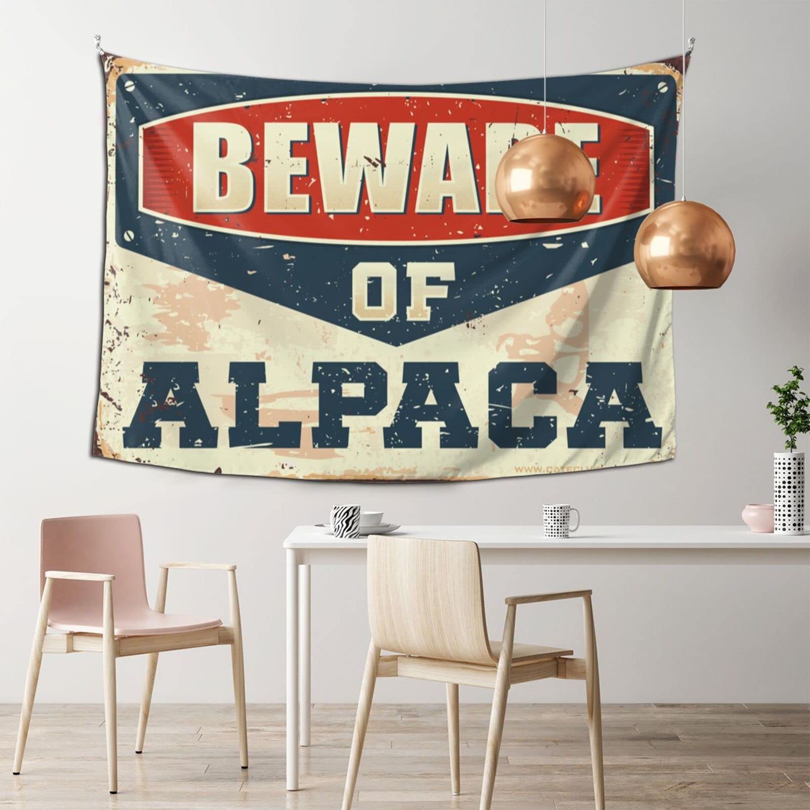 Beware of Alpaca Funny Tapestry Wall Art - 39x59 Inches (100x150cm) Humorous Bar & Bedroom Decor for Teens - Perfect for Dorm Rooms, Game Rooms & Unique Gift Ideas