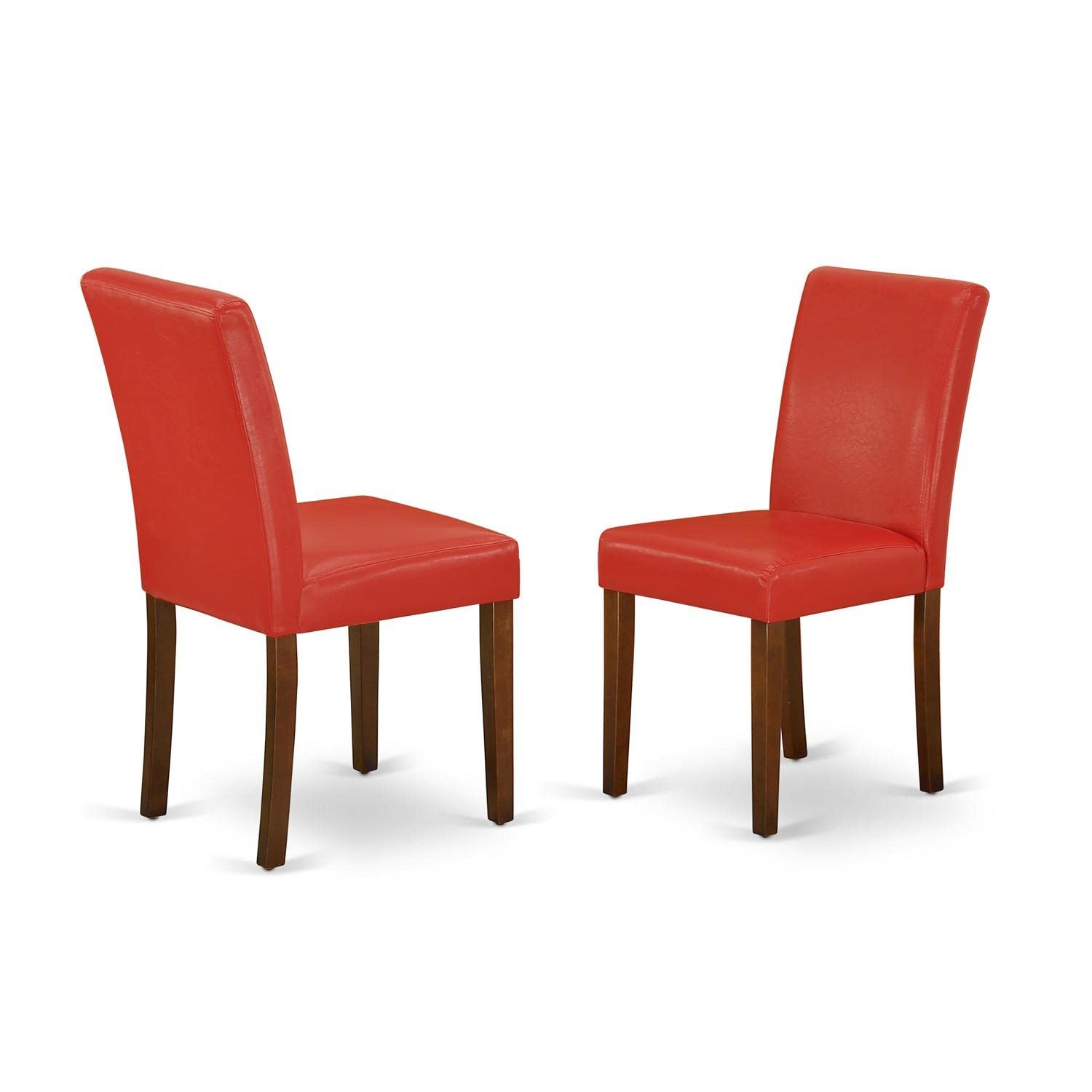 East West Furniture 5-Piece Round Dining Table Set with Pedestal Base & 4 Faux Leather Chairs - 42 Inch Mahogany Table & Firebrick Red Upholstered Seating - Perfect for Small Spaces, Breakfast Nooks & Cozy Family Meals