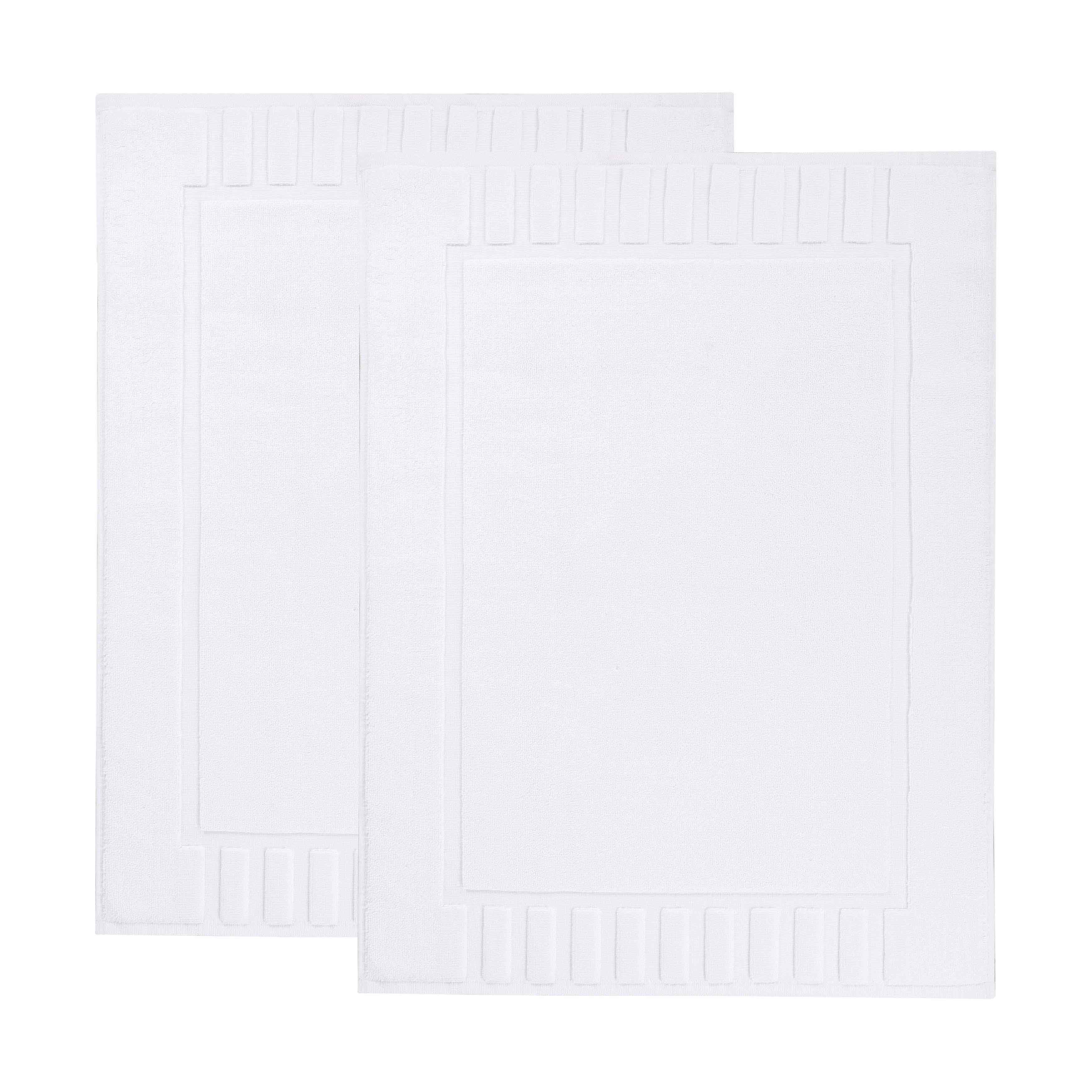 Premium Cotton Modern Geometric Border Absorbent Bath Mat Set of 2 - Non-Slip Soft Bathroom Rug for Bathroom Floor, Shower, Vanity Area - Home Decor Essentials