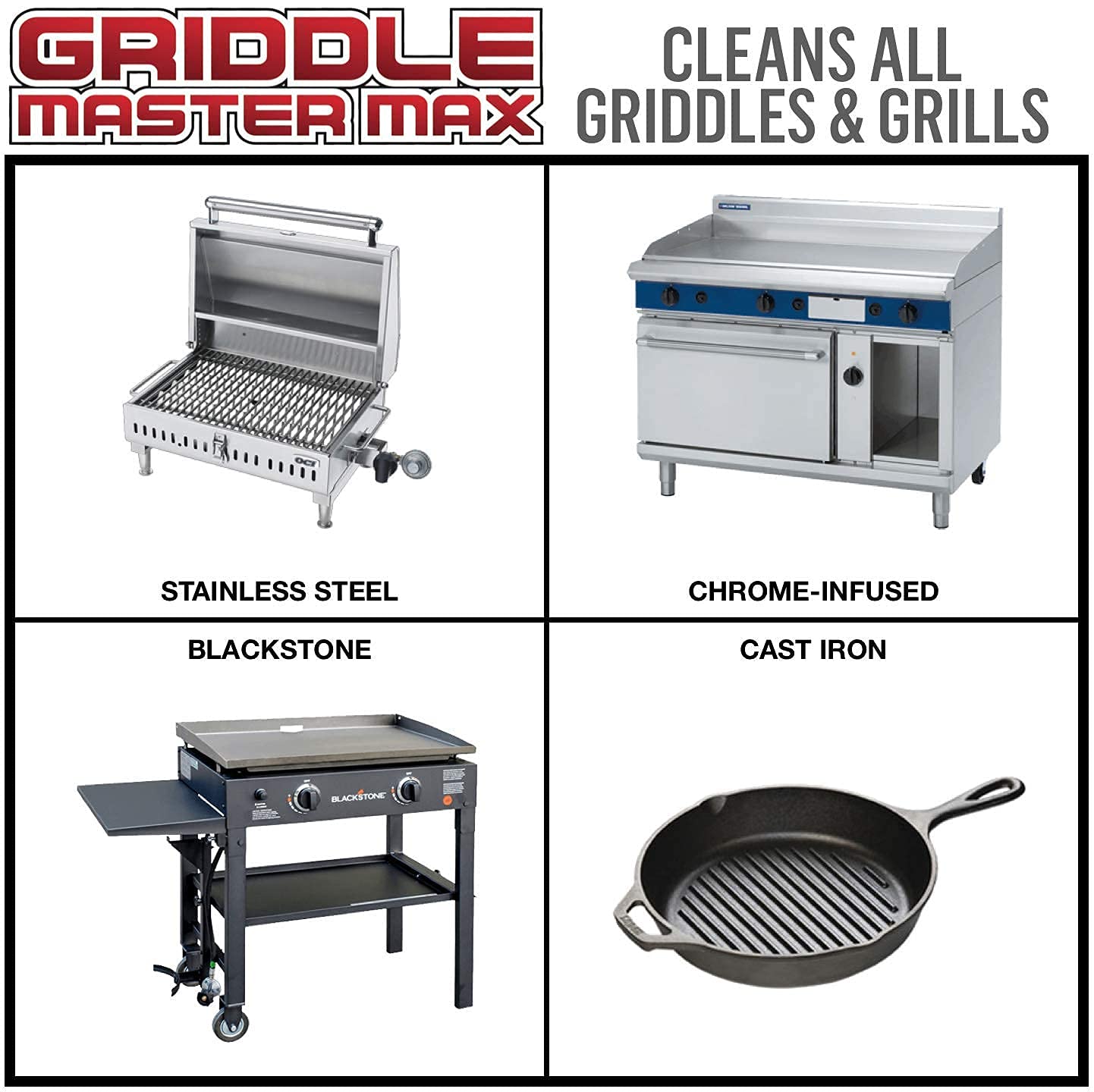 Giant Lion Griddle Master MAX - Heavy-Duty Non-Toxic Grill & Griddle Cleaner - 32 Oz (1 Count) - Safe for All Cookware, Perfect for BBQ, Camping & Outdoor Cooking