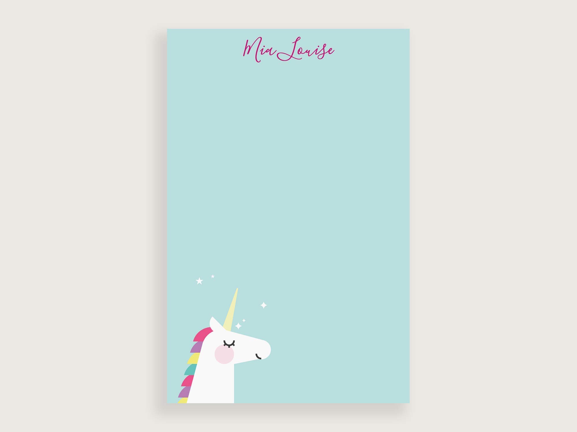 Personalized Kids Notepads - Unicorn Design for Girls, Lined or Unlined, 3 Sizes (Small, Medium, Large) - Perfect for School, Drawing & Gift Giving