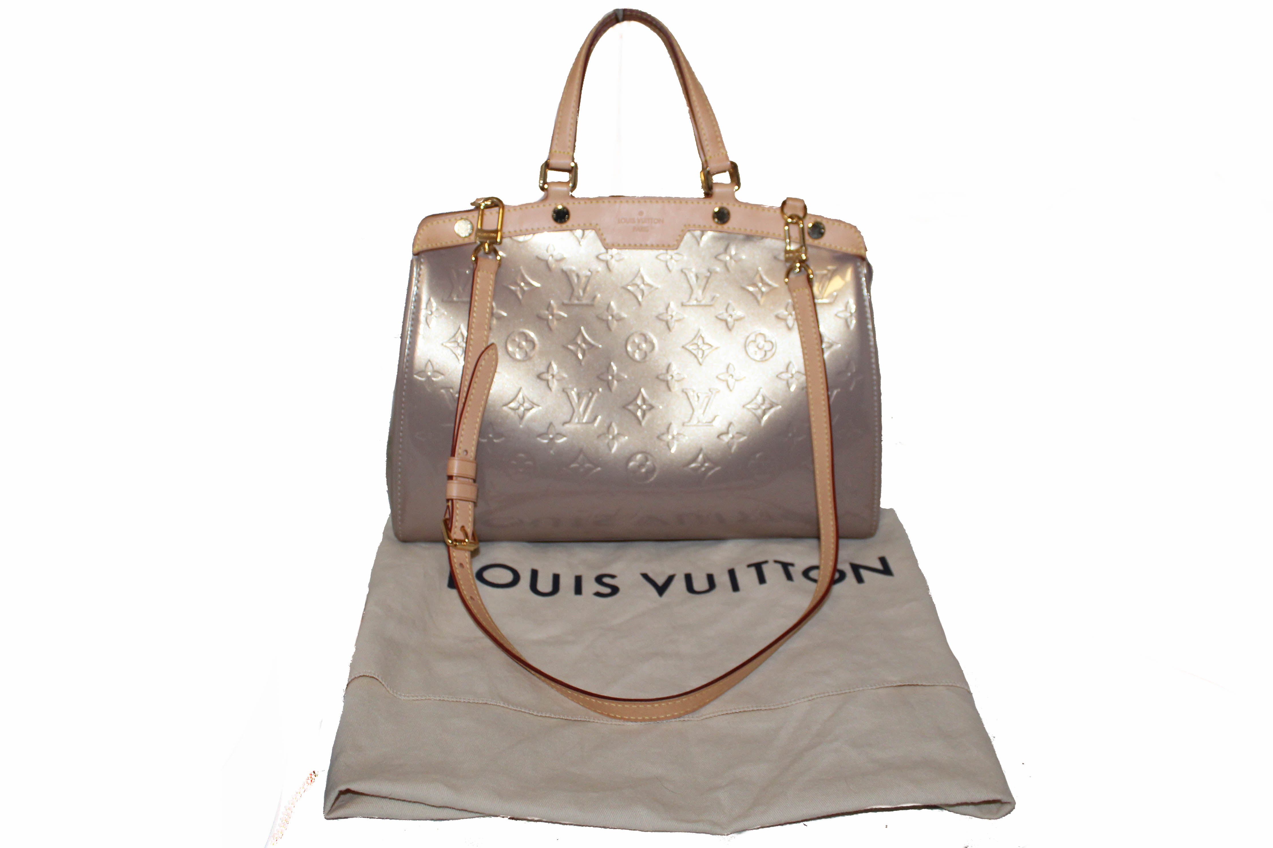Authentic Louis Vuitton Beige Vernis Leather Brea PM Shoulder Bag for Women - Luxury Designer Handbag for Work, Travel & Evening Events