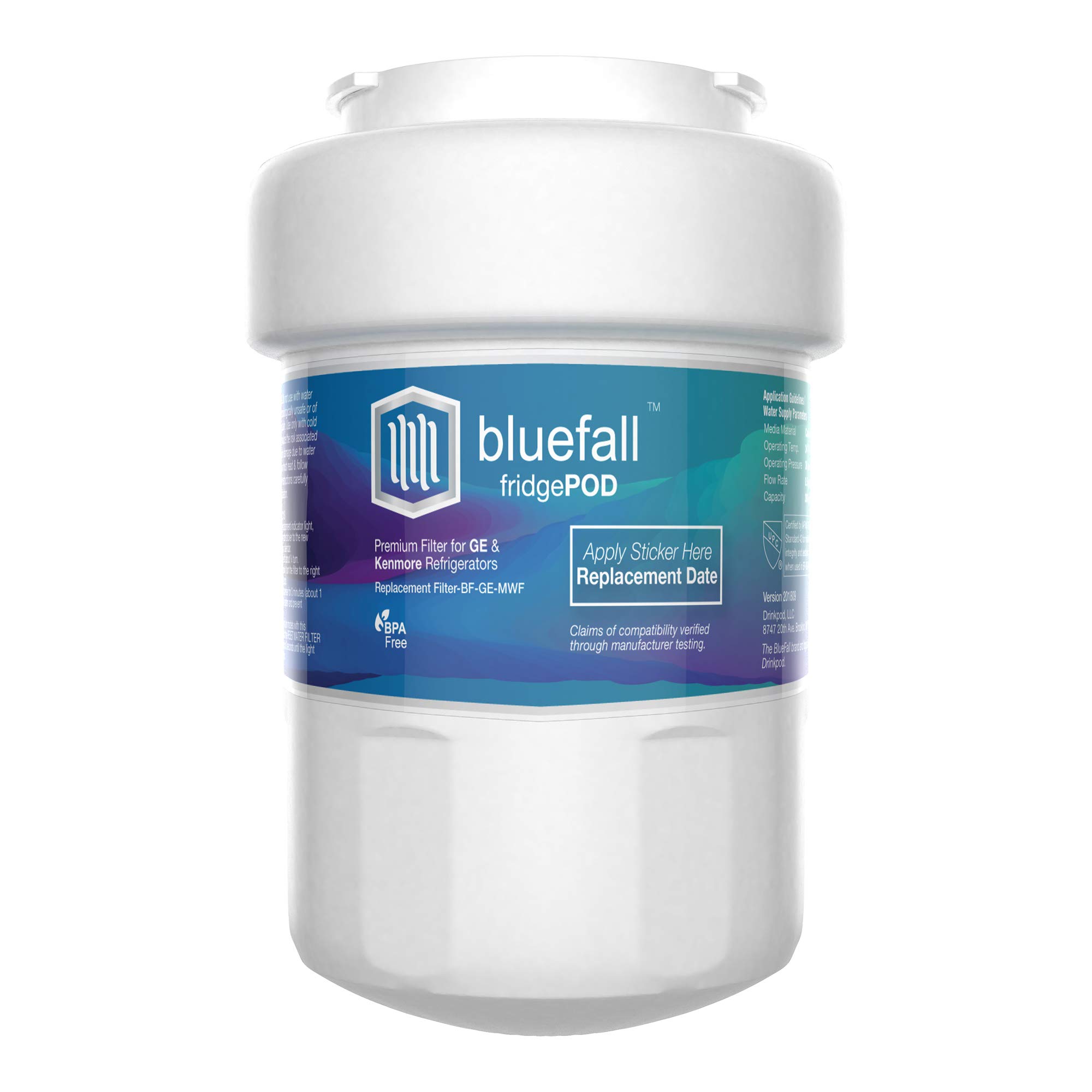 Bluefall GE MWF Replacement Refrigerator Water Filter - 10 Pack | Compatible with GE Appliances | Clean Drinking Water for Home, Office & RV Use