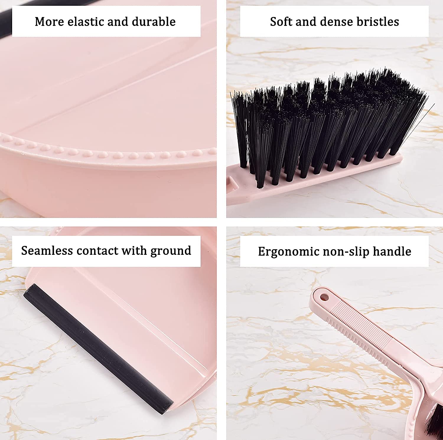Mini Brush and Dustpan Set - Compact Hand Broom & Dustpan Combo for Home, Kitchen, Office & Car Cleaning - Lightweight Small Dustpan with Brush (Pink & Blue) - Perfect for Quick Spills, Pet Hair & Tight Spaces