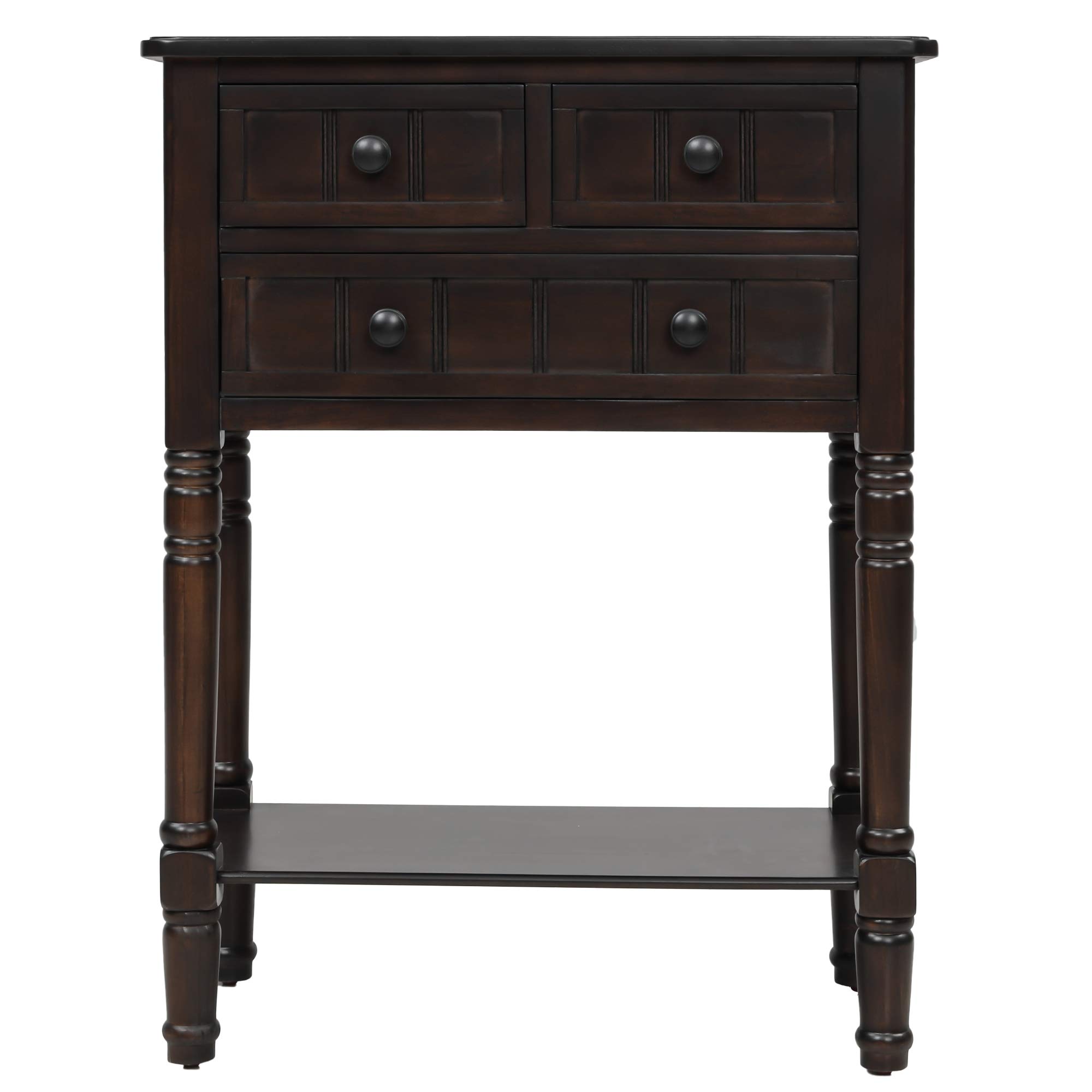 Knocbel Antique Solid Wood Entry Console Table with Drawers & Open Shelf - Slim Sofa Couch Table for Hallway, Living Room & Entryway - Perfect for Home Decor & Small Space Organization (Espresso Finish)