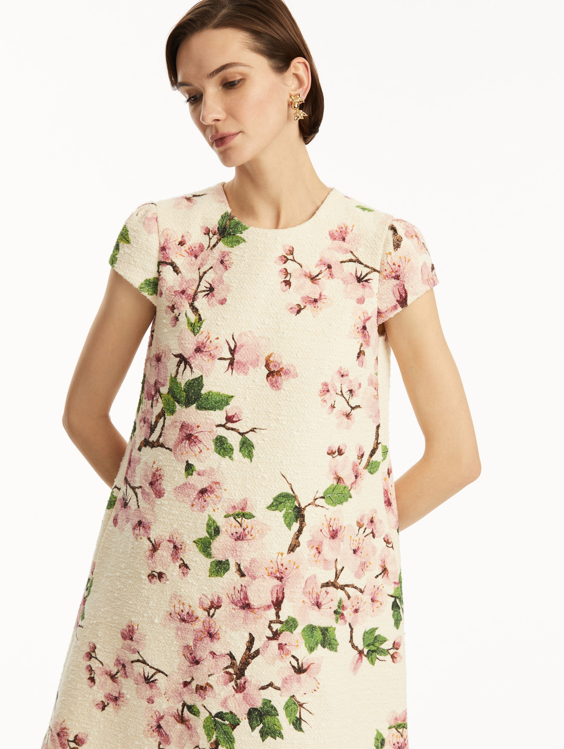 Cherry Blossom Embroidered Cap Sleeve Dress for Women - Floral Summer Dress with Japanese Style Embroidery - Perfect for Garden Parties, Tea Dates & Spring Weddings