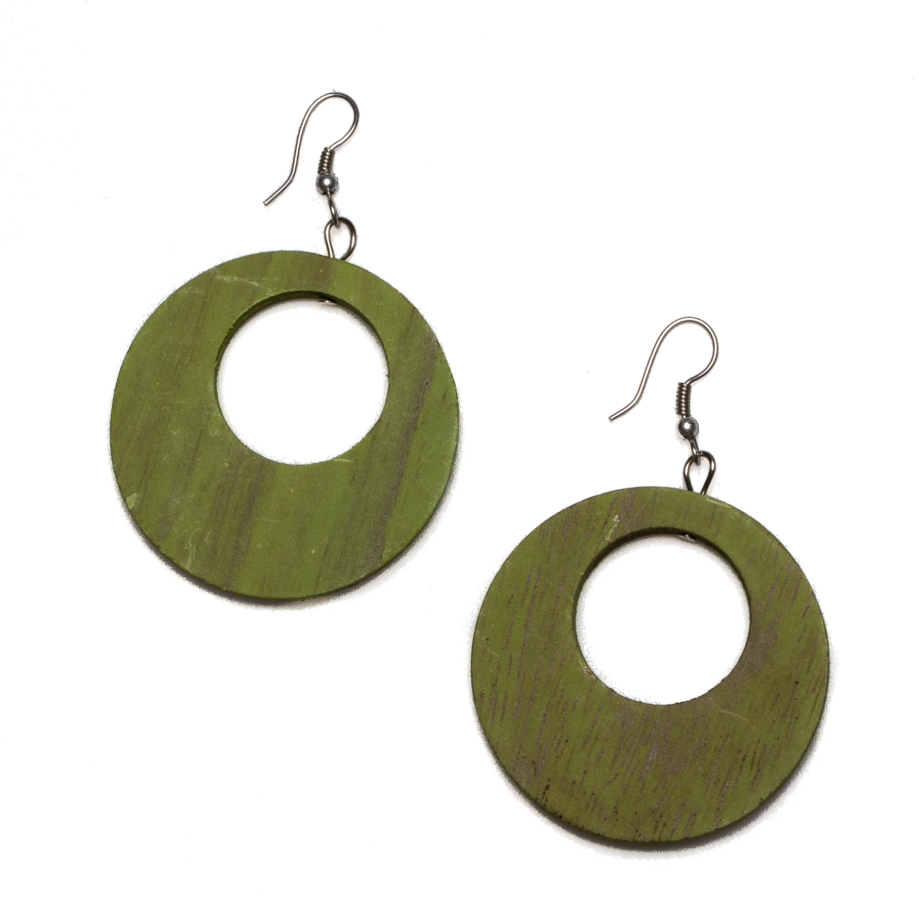 Chartreuse Round Tinted Wooden Hoop Earrings for Women | Boho Chic Handmade Jewelry | Perfect for Summer Outfits, Festivals & Casual Wear