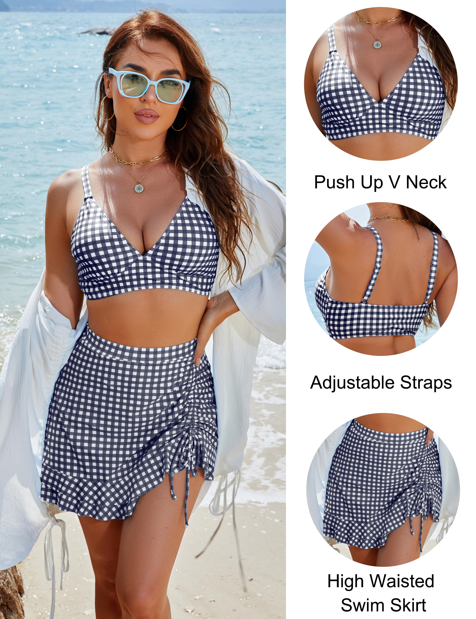 Blooming Jelly Women's High Waisted Bikini Set - Tummy Control Swimsuit with Skirt Bottom | Retro Two Piece Bathing Suit for Beach, Pool & Vacation | 2025 Summer Swimwear Collection