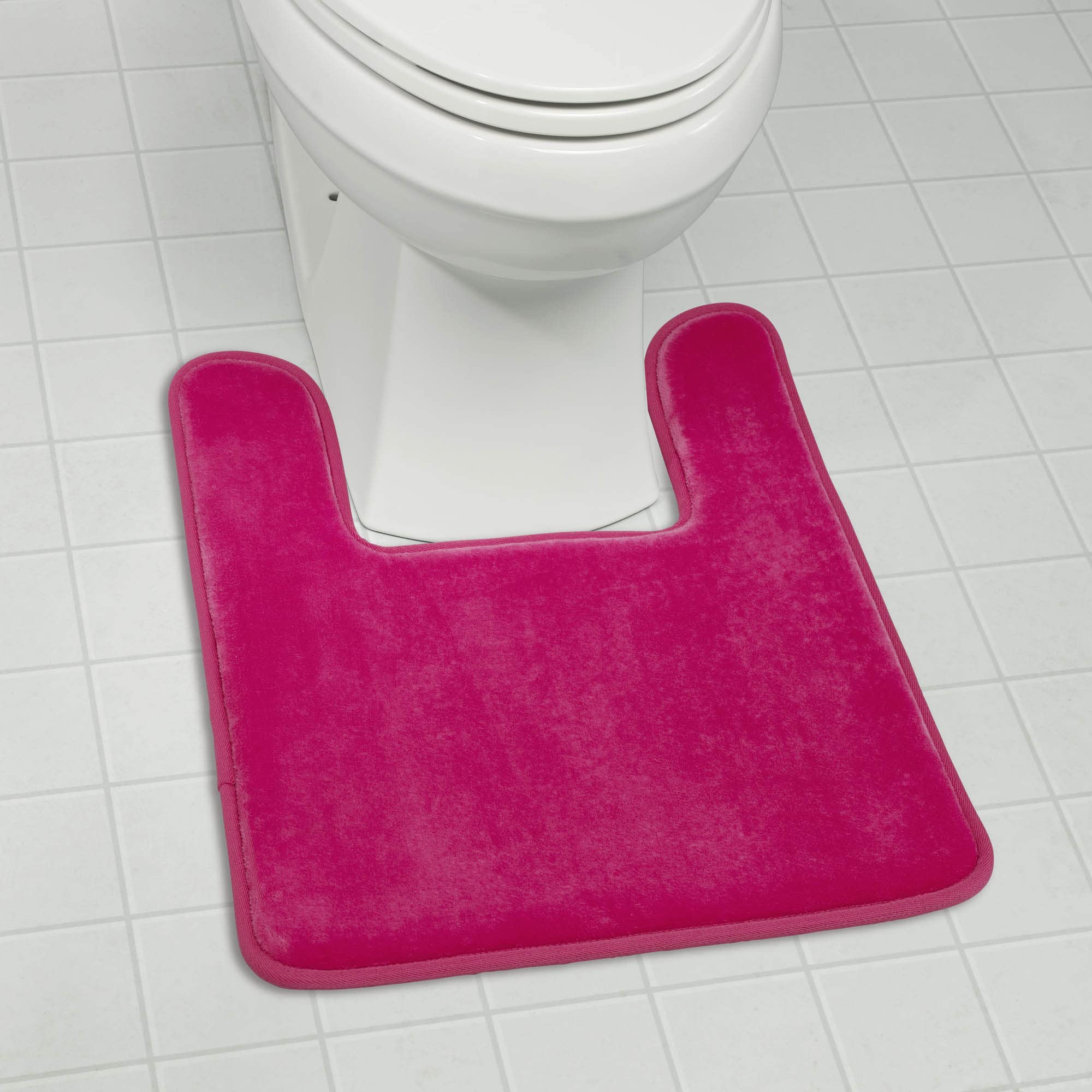 Genteele Memory Foam Toilet Bathroom Rug - Non-Slip Contour Toilet Mat, Machine Washable & Super Absorbent - Plush Velvet Bath Carpet for Bathroom Floor (20