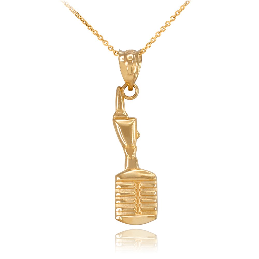 14K Yellow Gold Microphone Charm Necklace - Dainty Music Lover Jewelry Gift for Singers & Musicians - Perfect for Concerts, Performances & Music-Themed Parties