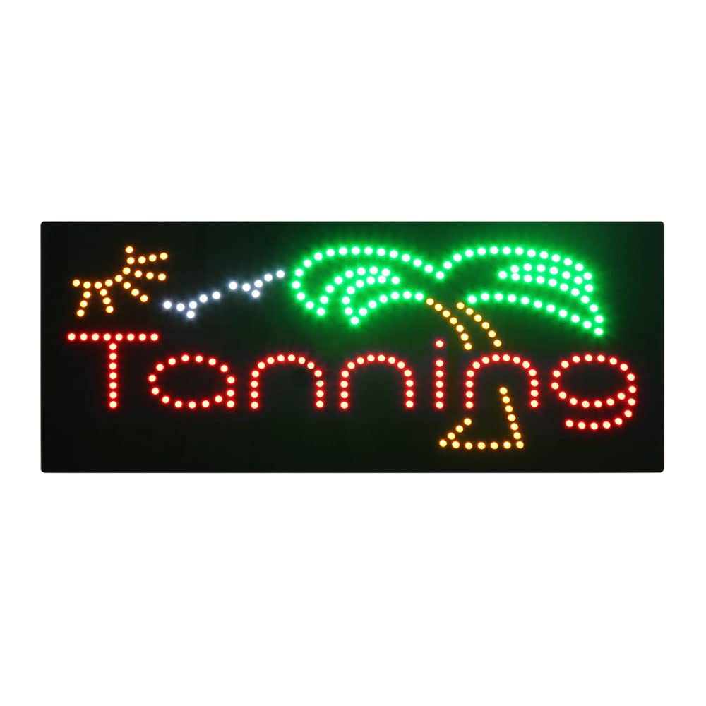 Super Bright LED Open Sign for Tanning Salons & Stores - Energy Efficient LED Business Sign for Windows & Doors - Visible Through Tinted Glass - Perfect for Retail Shops, Spas & 24/7 Businesses
