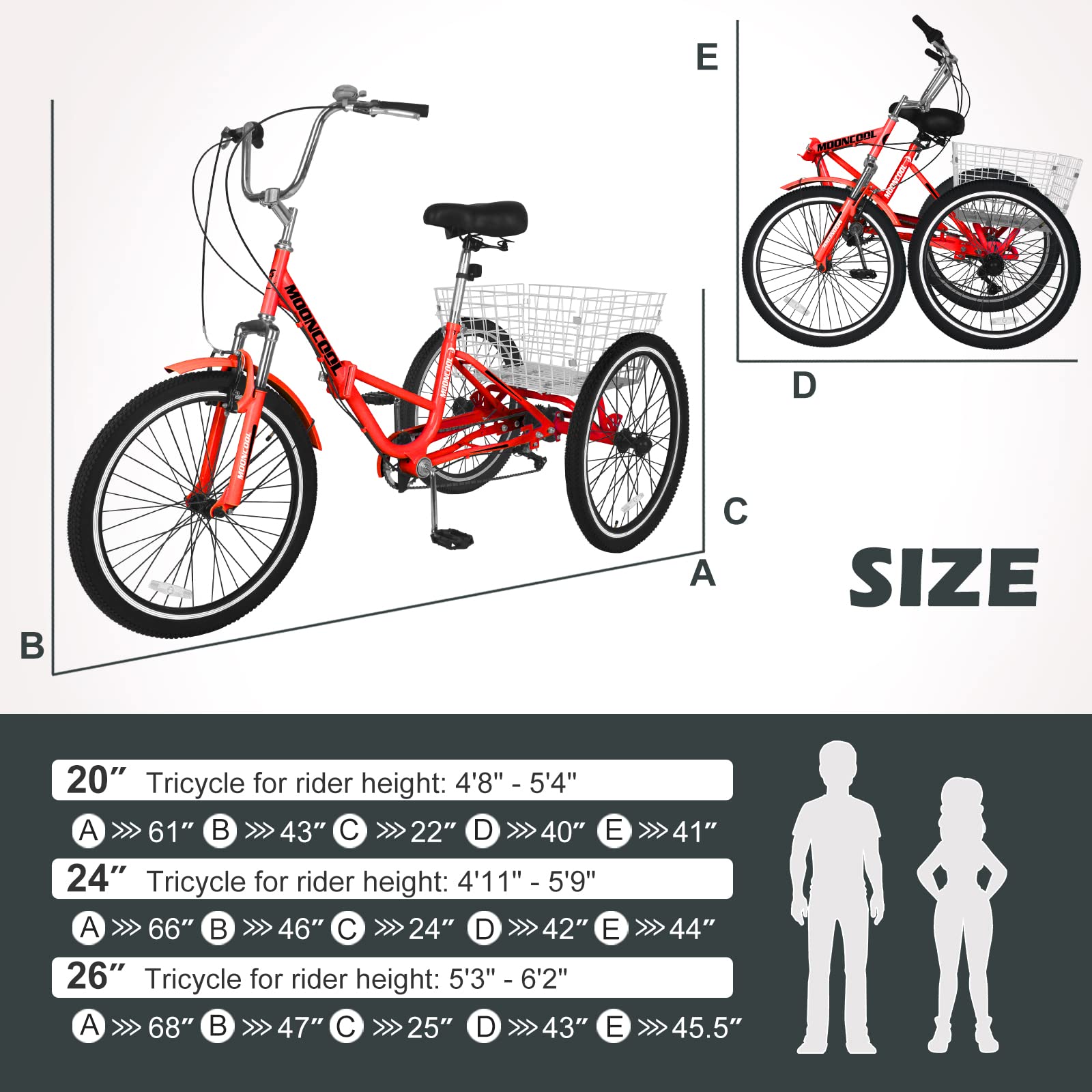 H&ZT Adult Tricycle - 3 Wheel Bike for Seniors & Adults with Large Basket, 7-Speed Derailleur, Parking Brake & Maintenance Tools - Perfect for Grocery Shopping, Leisure Rides & Outdoor Adventures