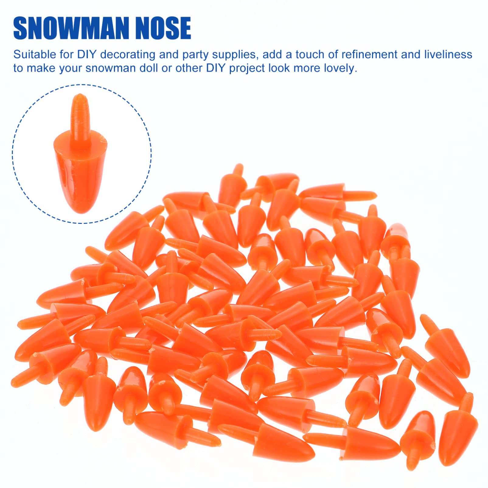 200pcs Plastic Snowman Noses - DIY Christmas Craft Accessories for Holiday Snowman Making, Decorations & Winter Party Favors - Perfect for Christmas Tree Ornaments, Winter Crafts & Kids' Holiday Activities